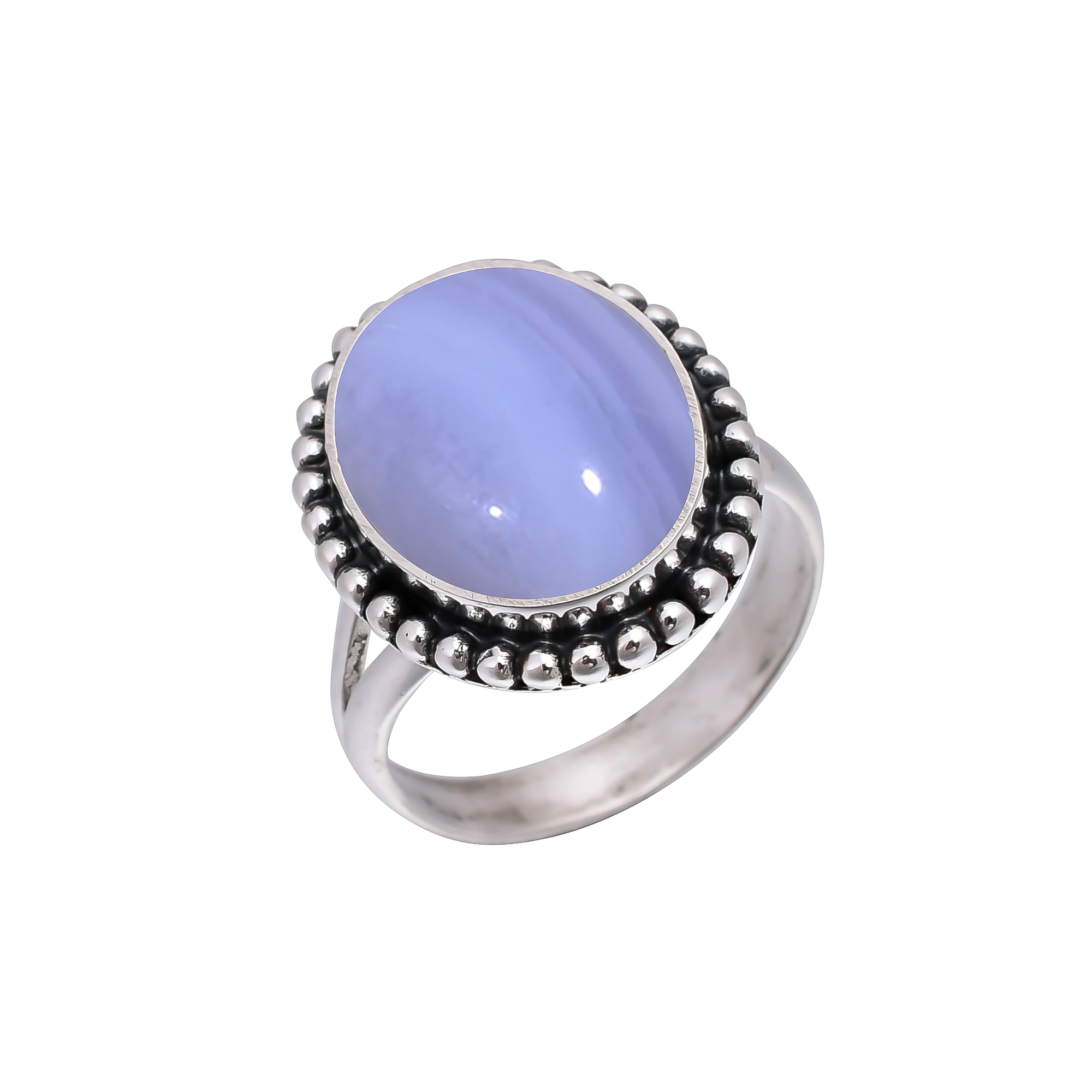 Blue Lace Agate - Namibia 925 Sterling Silver Ring