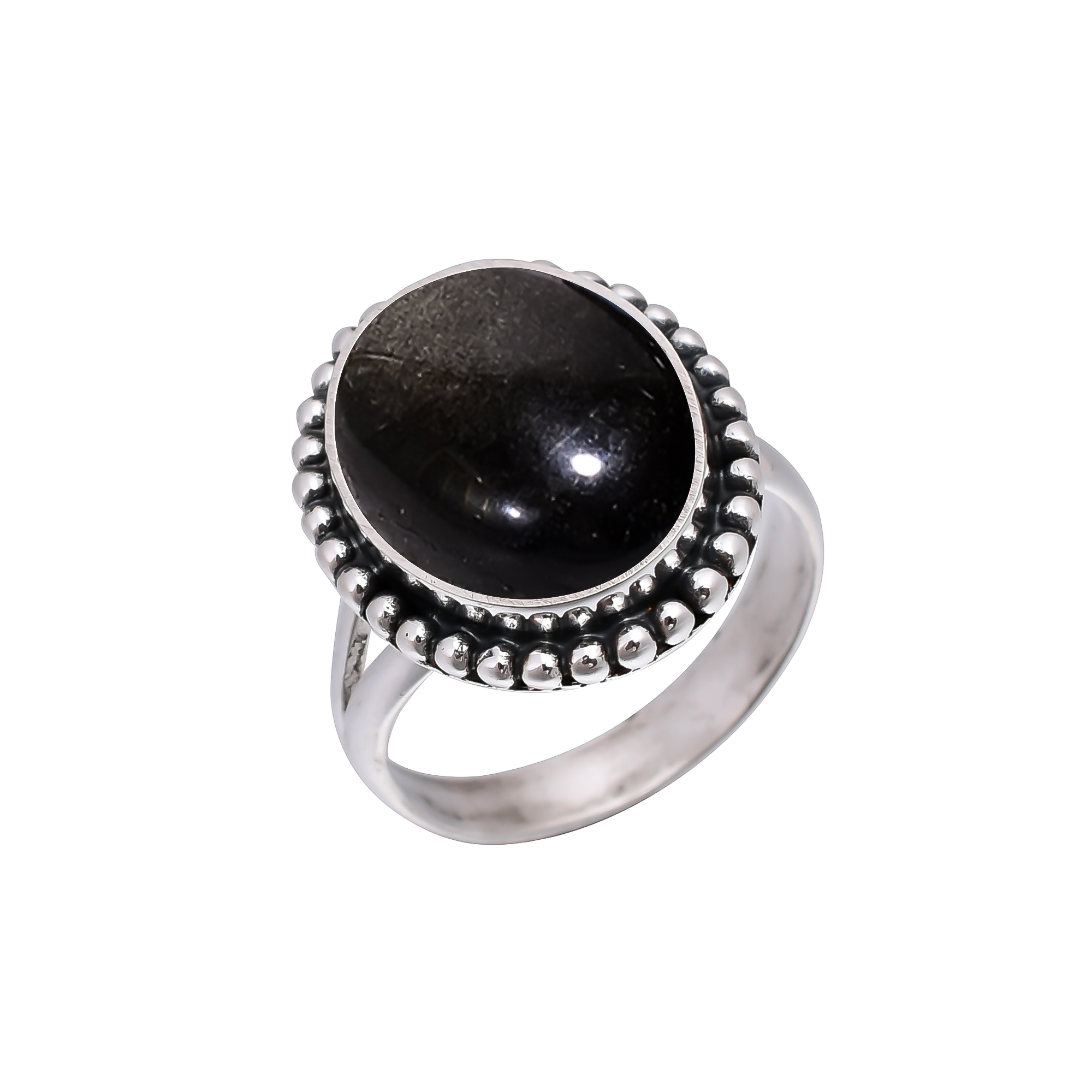Golden Sheen Obsidian - Mexico 925 Sterling Silver Ring