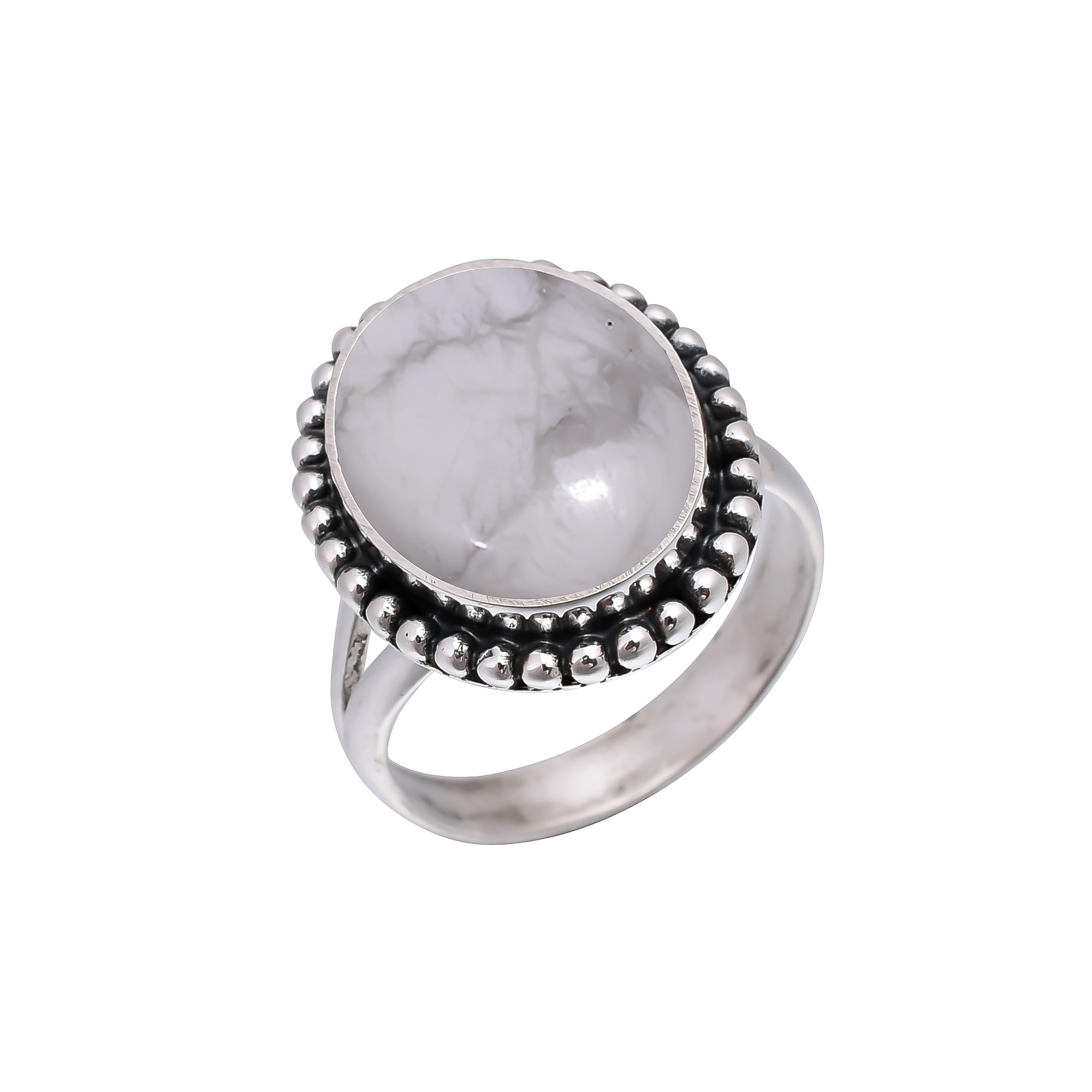 Natural White Howlite - United States 925 Sterling Silver Ring