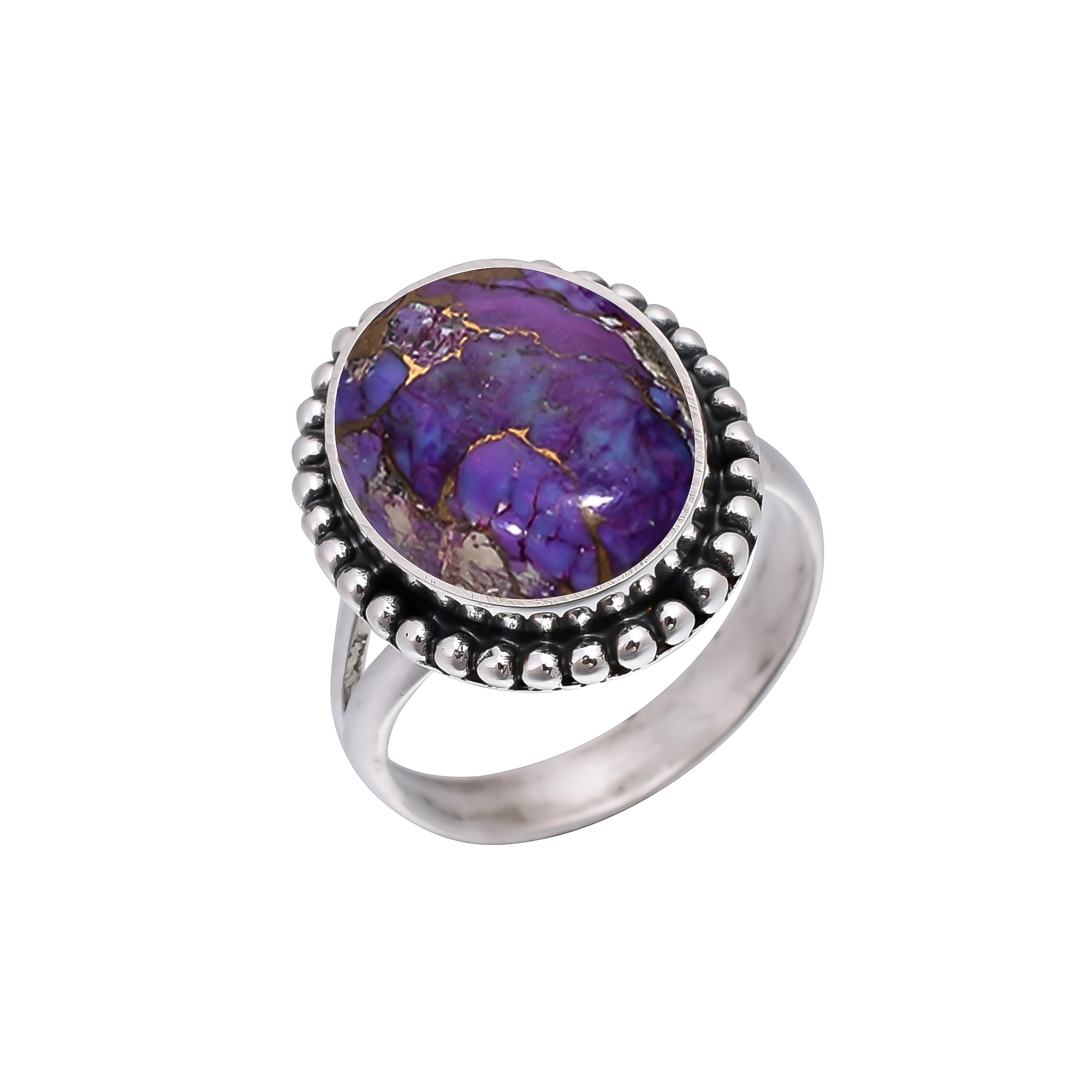 Copper Purple Turquoise 925 Sterling Silver Ring