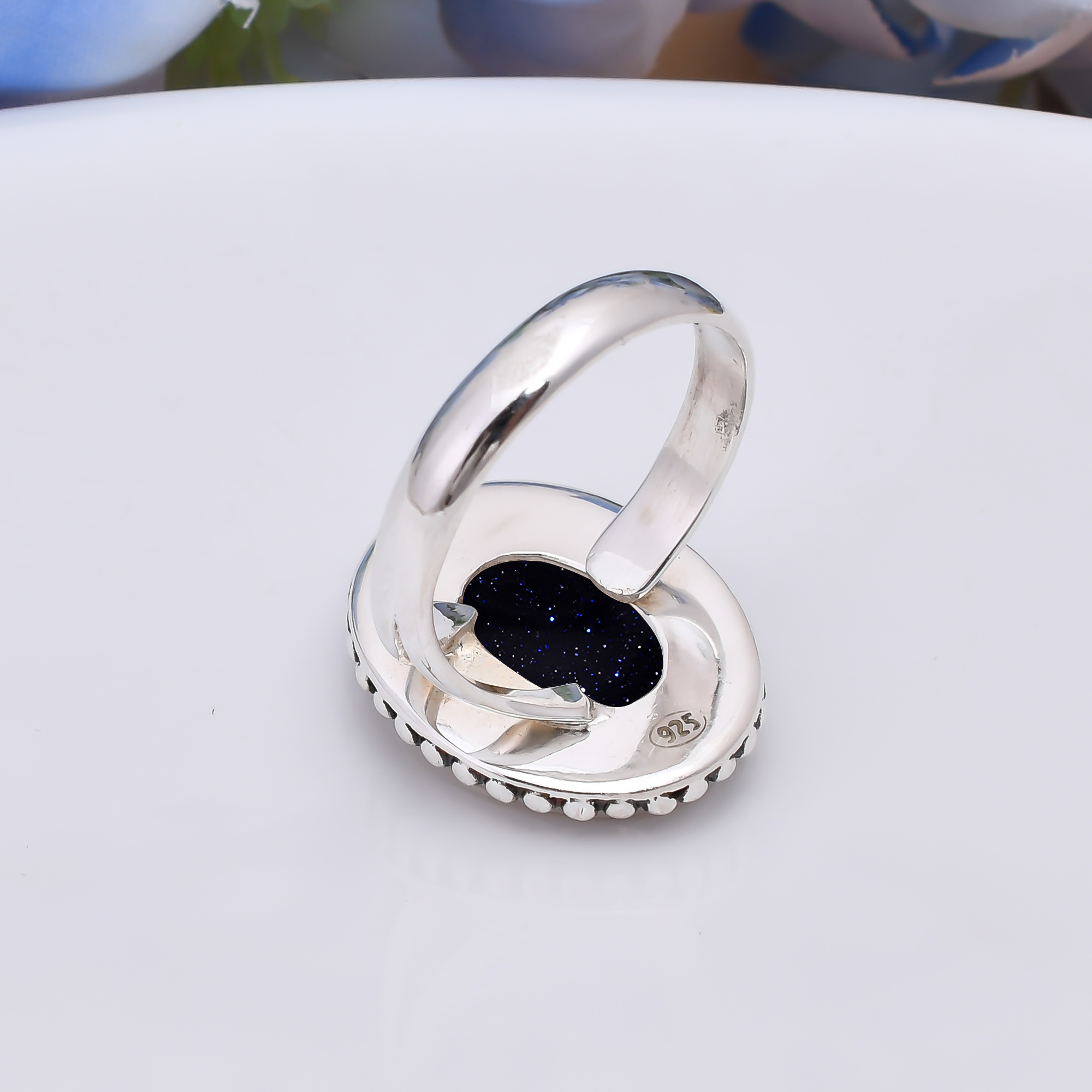 Blue Sunstone - Simulated 925 Sterling Silver Ring