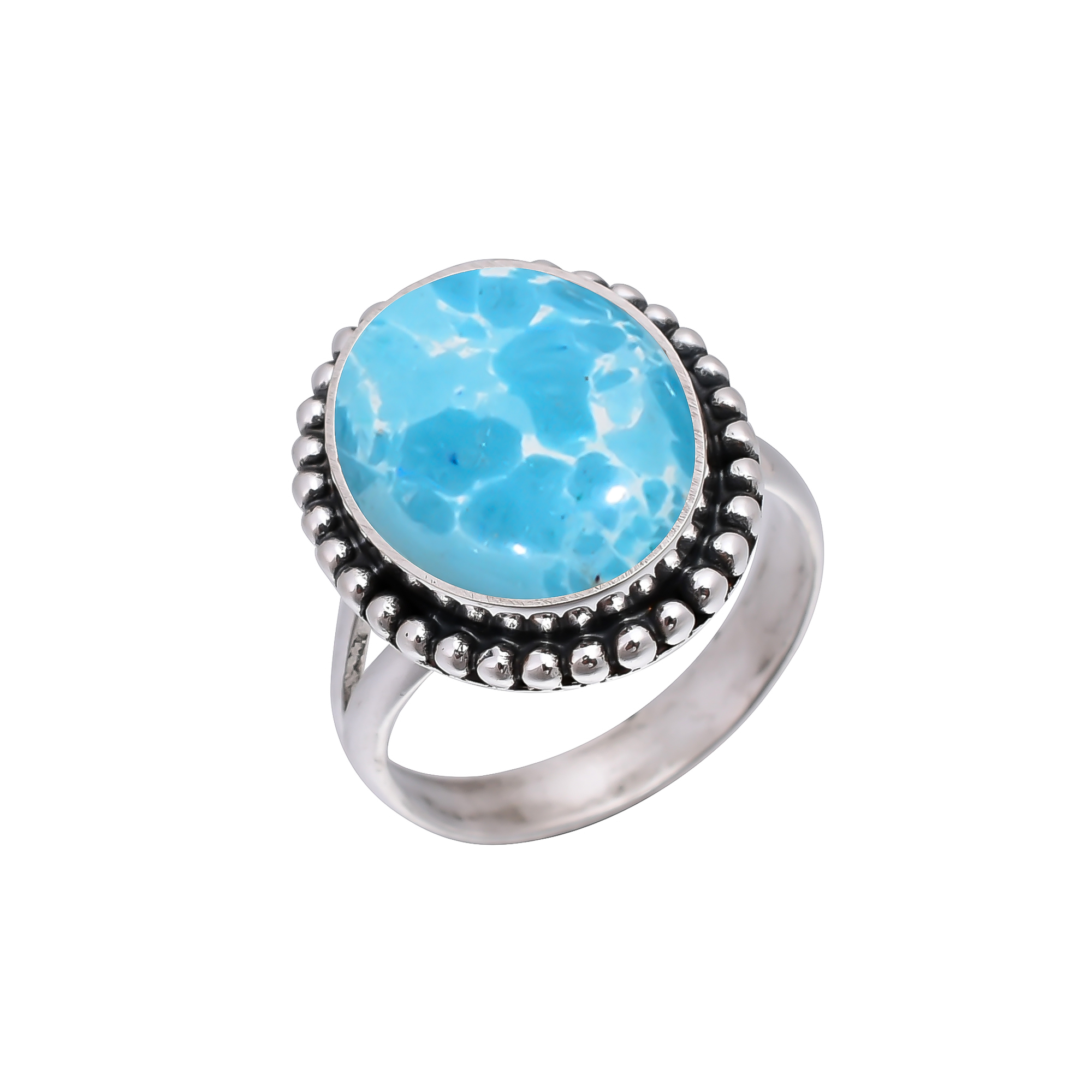 Larimar - Simulated 925 Sterling Silver Ring
