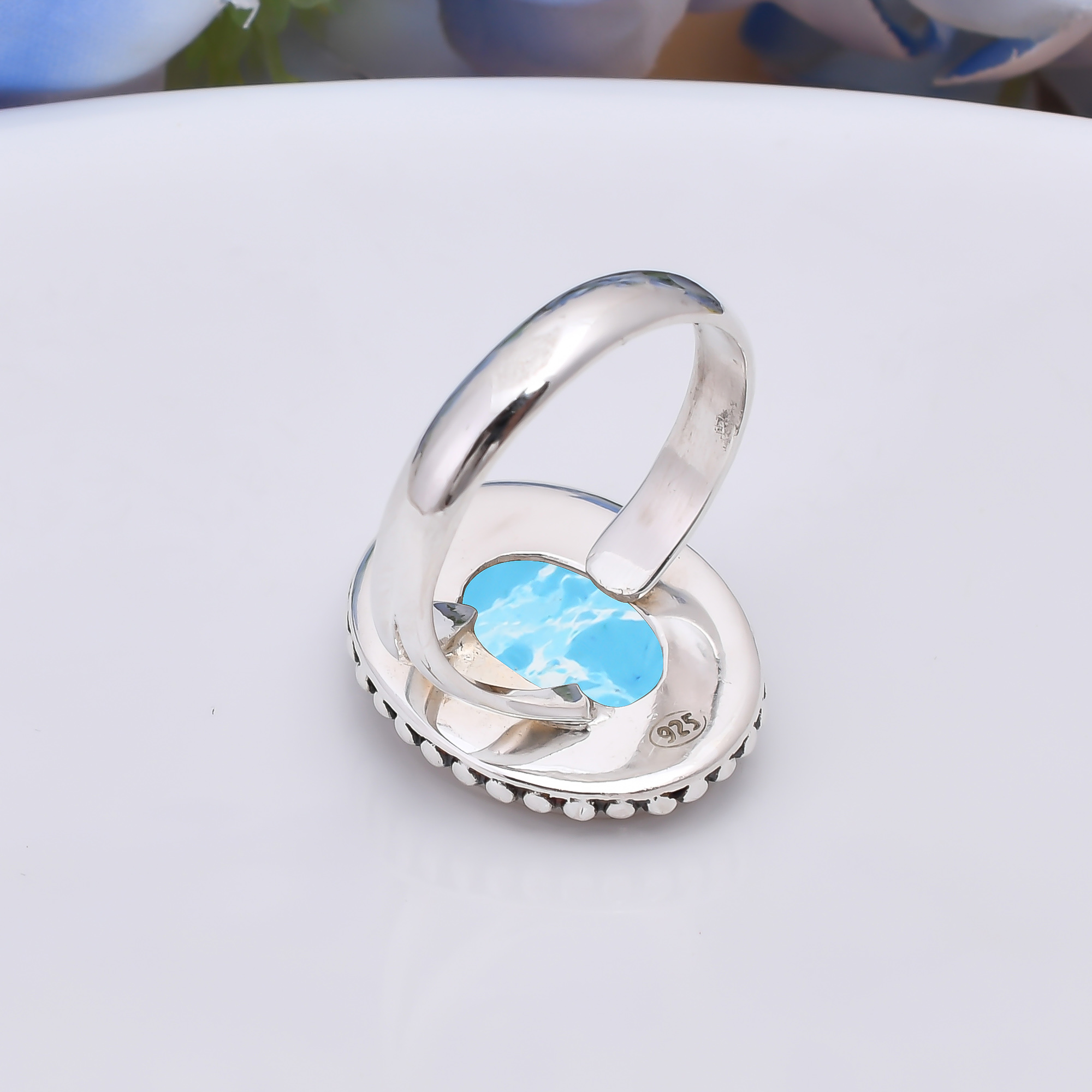 Larimar - Simulated 925 Sterling Silver Ring