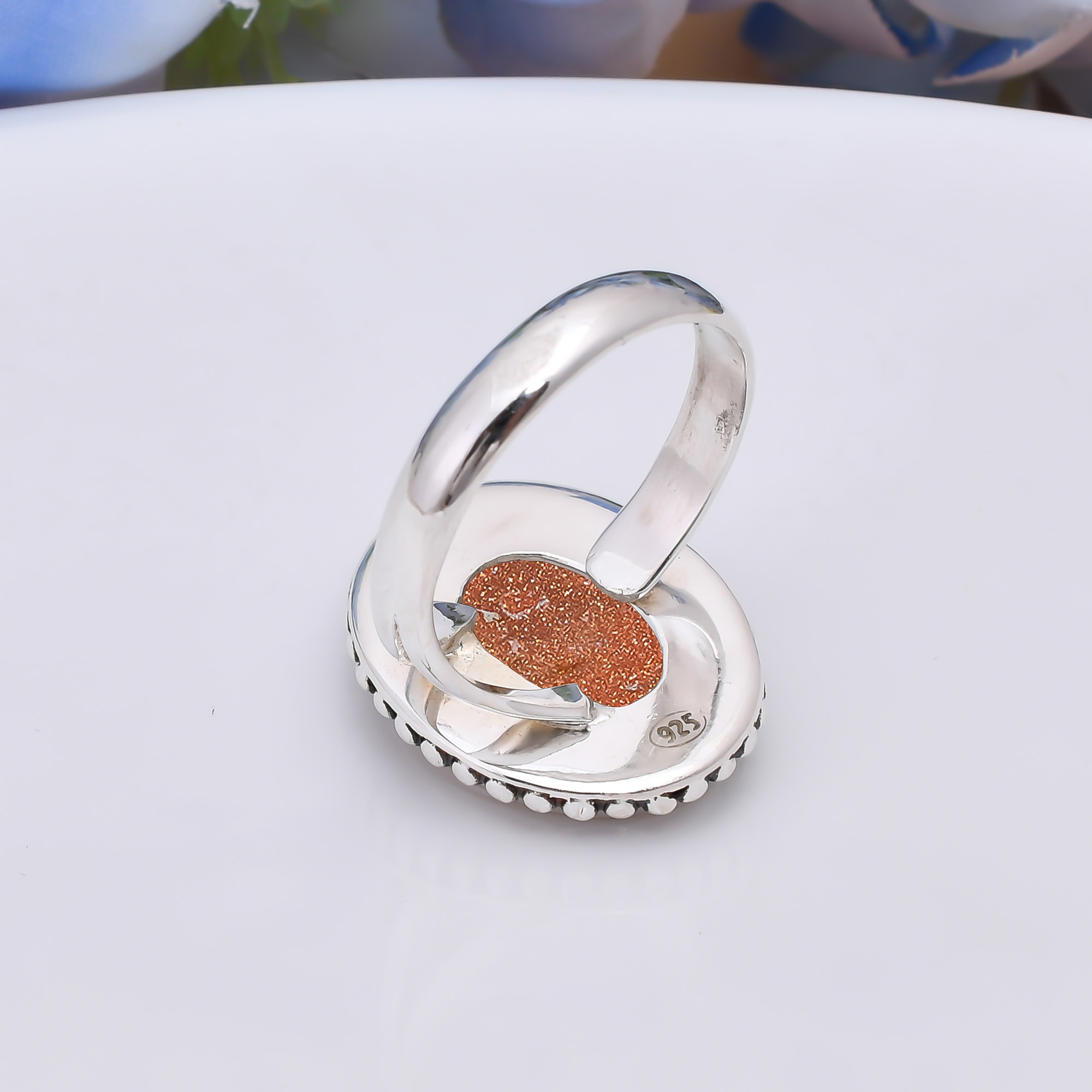 Golden Sunstone - Simulated 925 Sterling Silver Ring