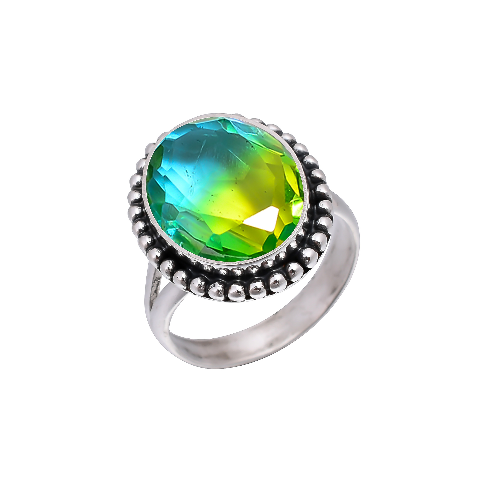 Bi-Colour Tourmaline - Simulated 925 Sterling Silver Ring