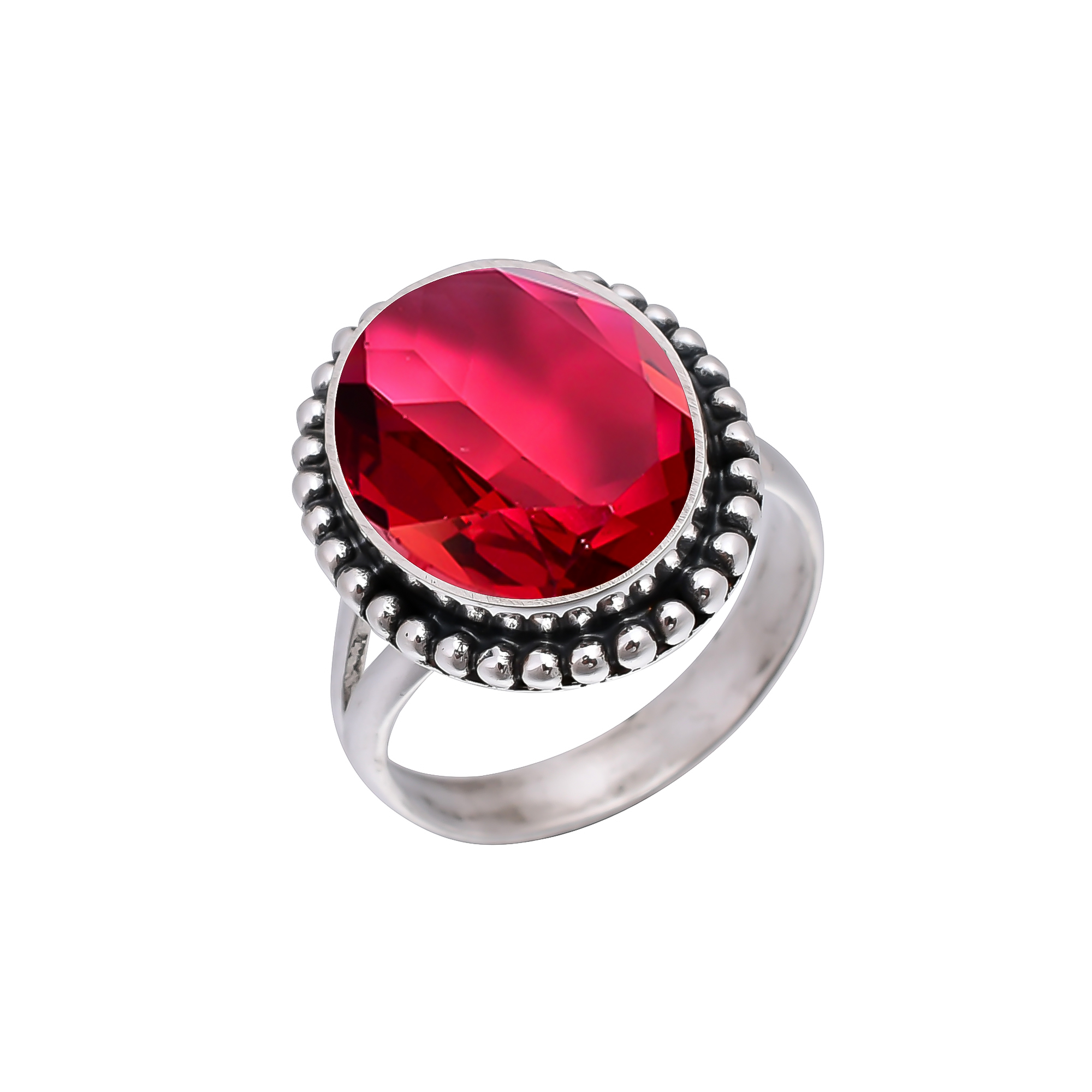 Pink Rubellite Tourmaline - Simulated 925 Sterling Silver Ring