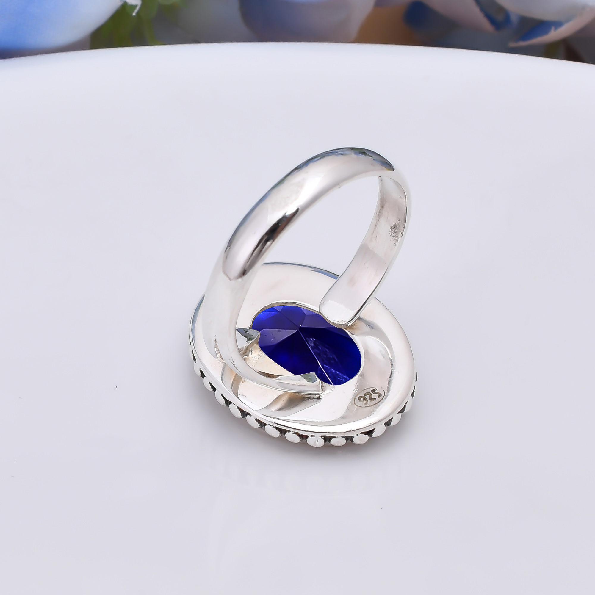 Blue Sapphire - Simulated 925 Sterling Silver Ring