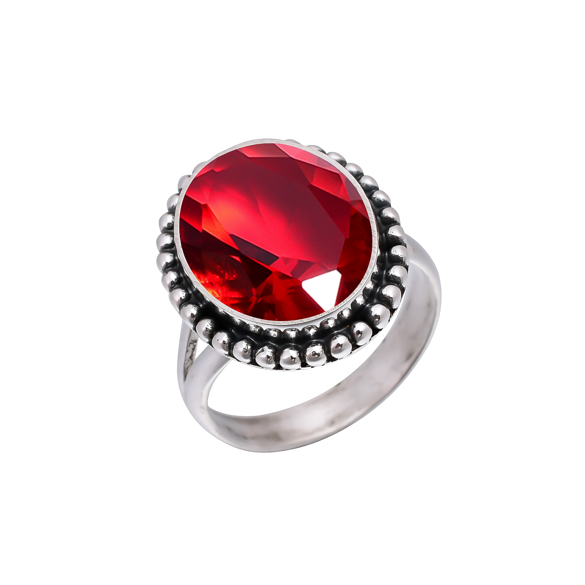 Red Garnet - Simulated 925 Sterling Silver Ring
