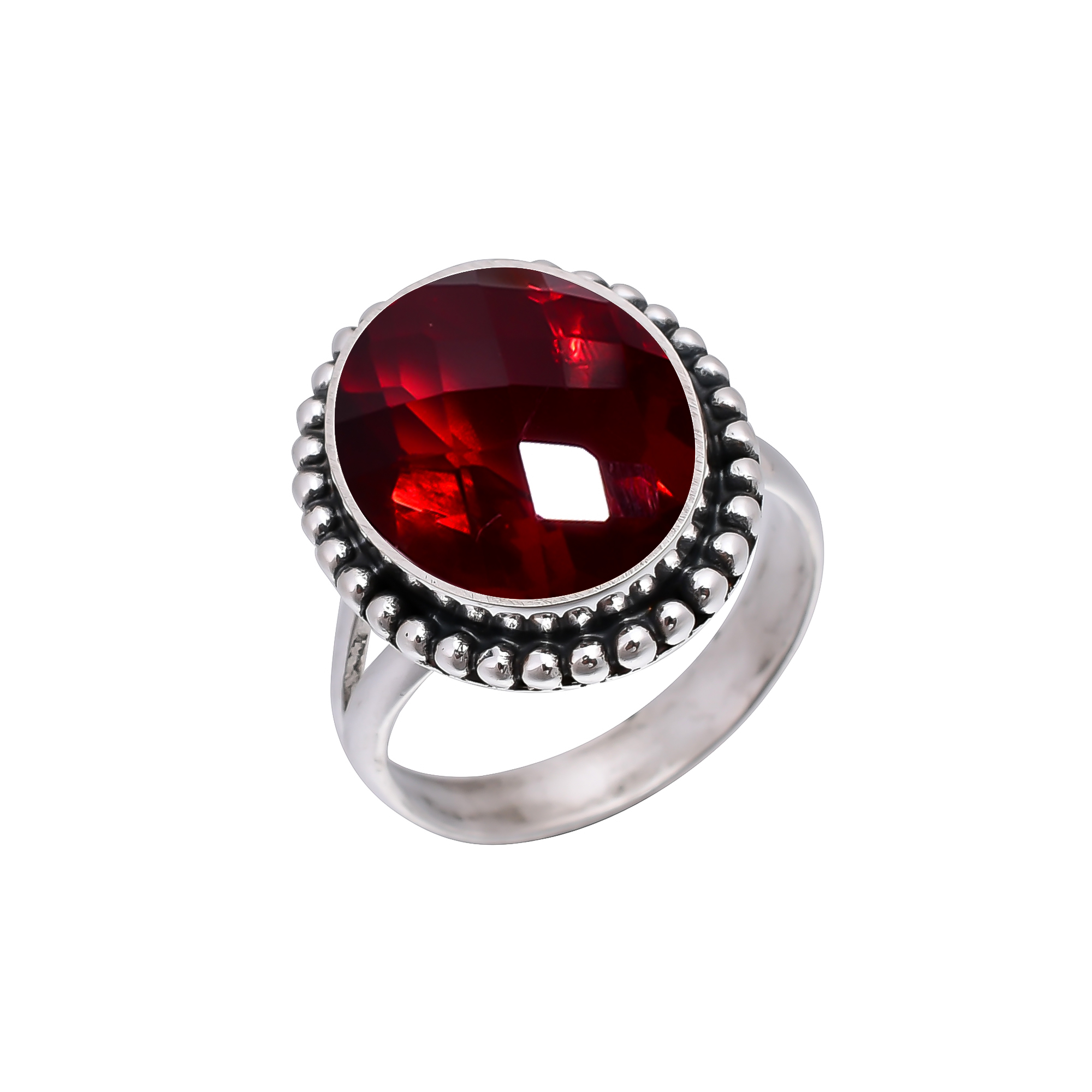 Red Garnet - Simulated 925 Sterling Silver Ring