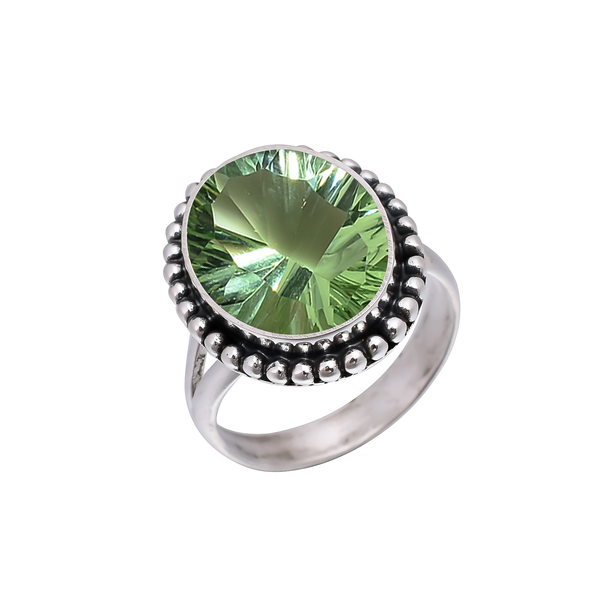 Green Amethyst - Simulated 925 Sterling Silver Ring