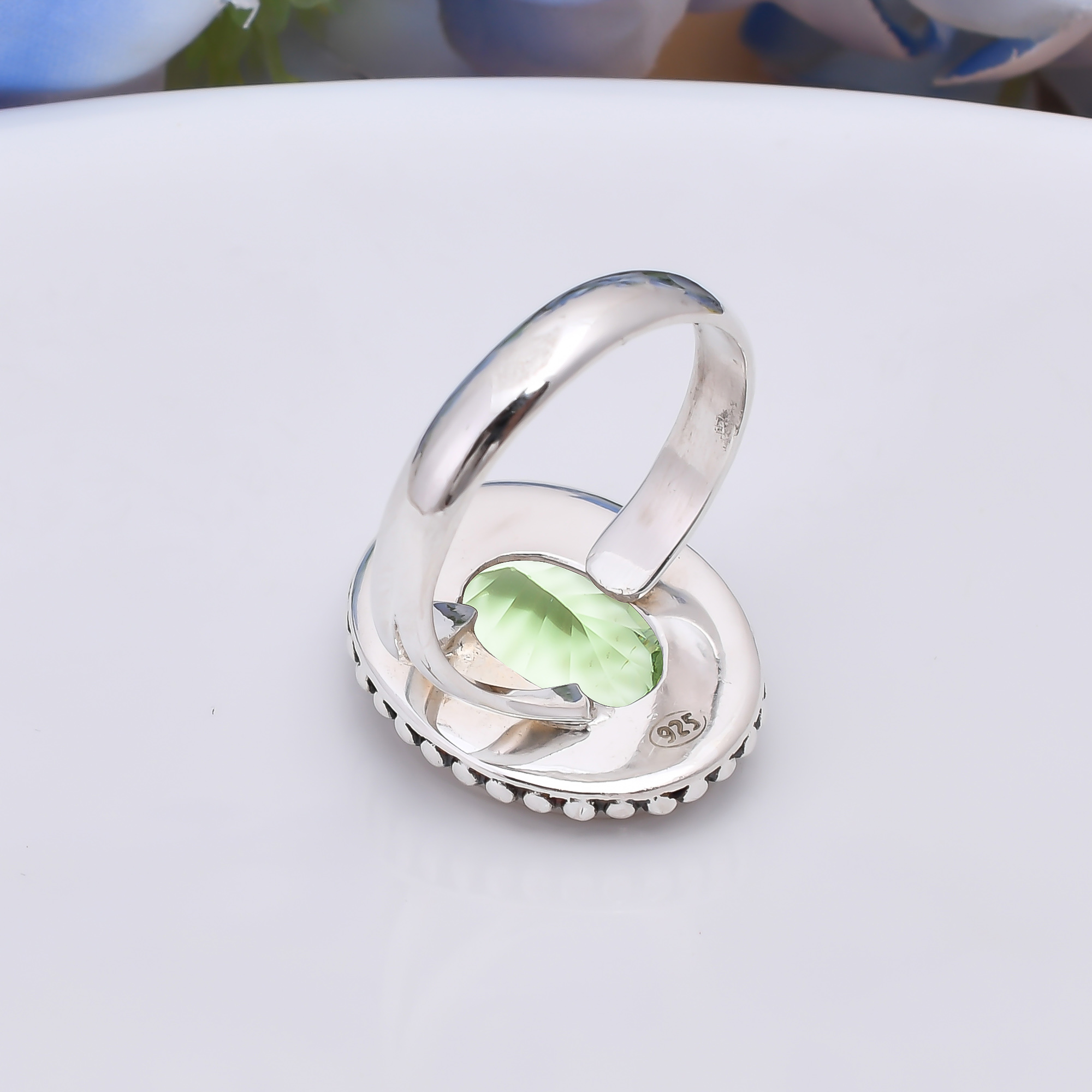 Green Amethyst - Simulated 925 Sterling Silver Ring