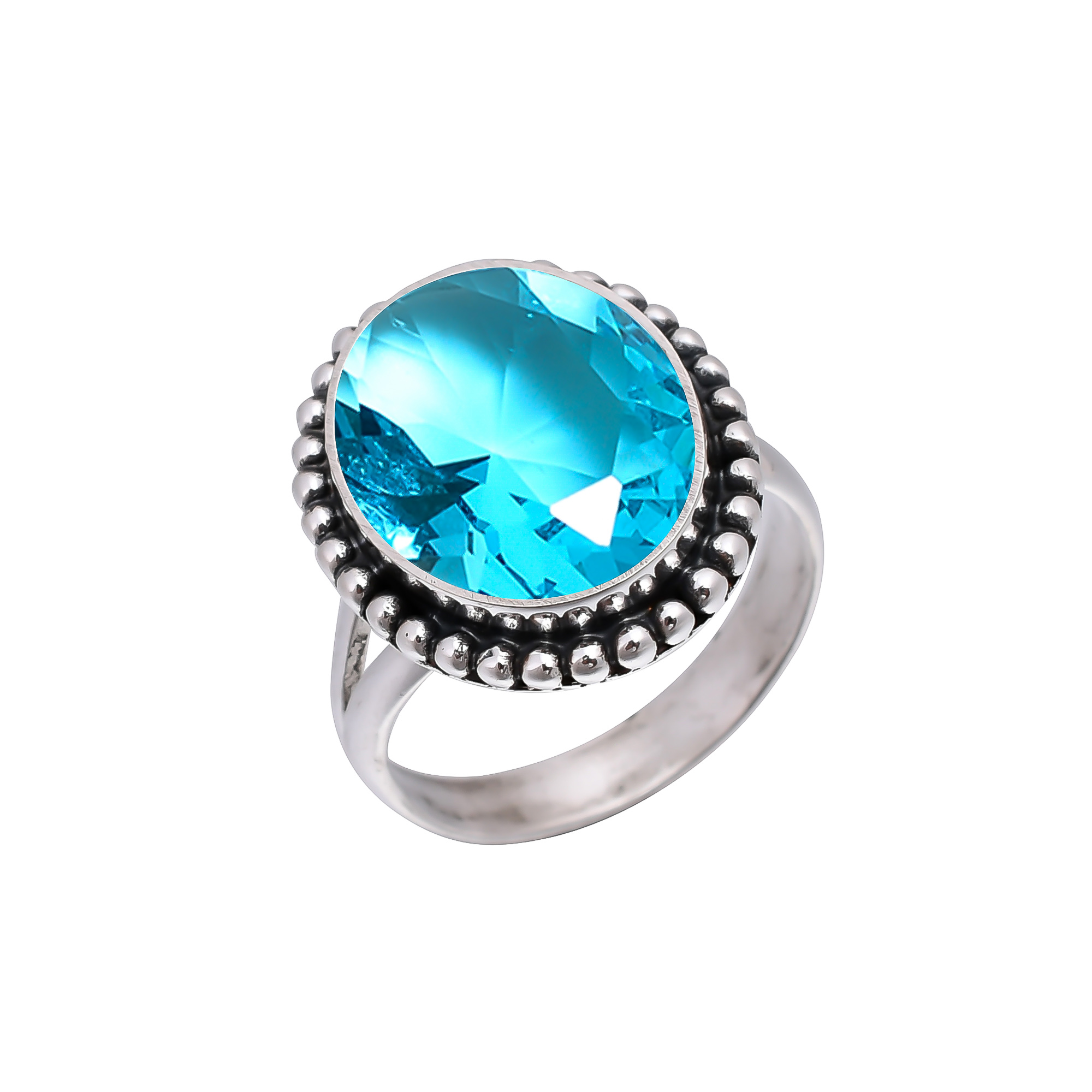 Blue Topaz - Simulated 925 Sterling Silver Ring