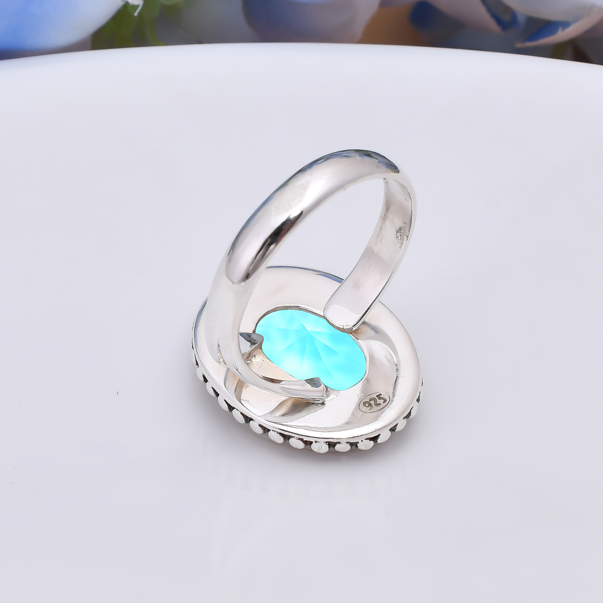 Blue Topaz - Simulated 925 Sterling Silver Ring