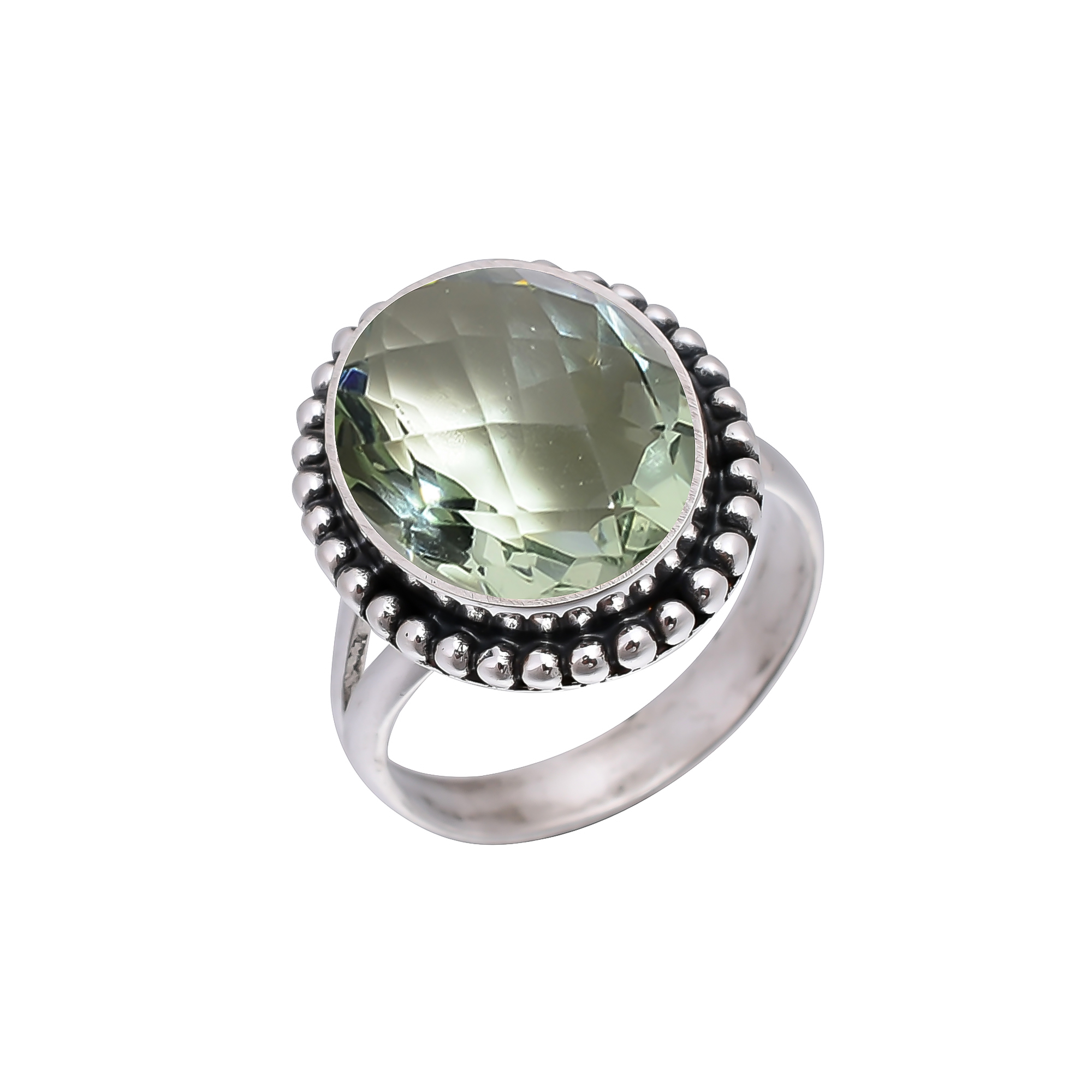 Green Amethyst - Simulated 925 Sterling Silver Ring