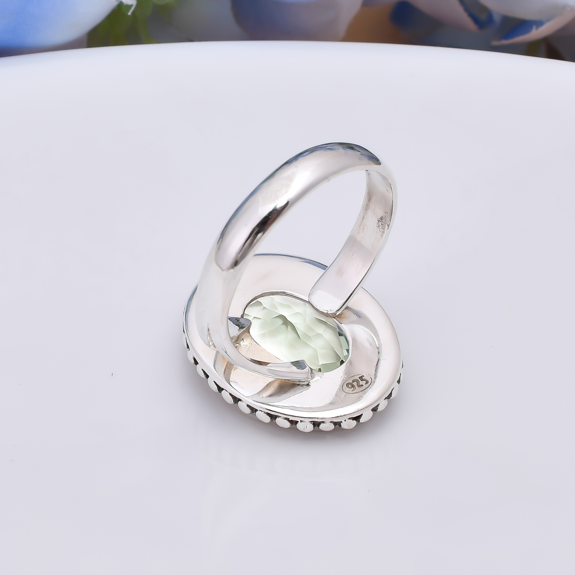 Green Amethyst - Simulated 925 Sterling Silver Ring