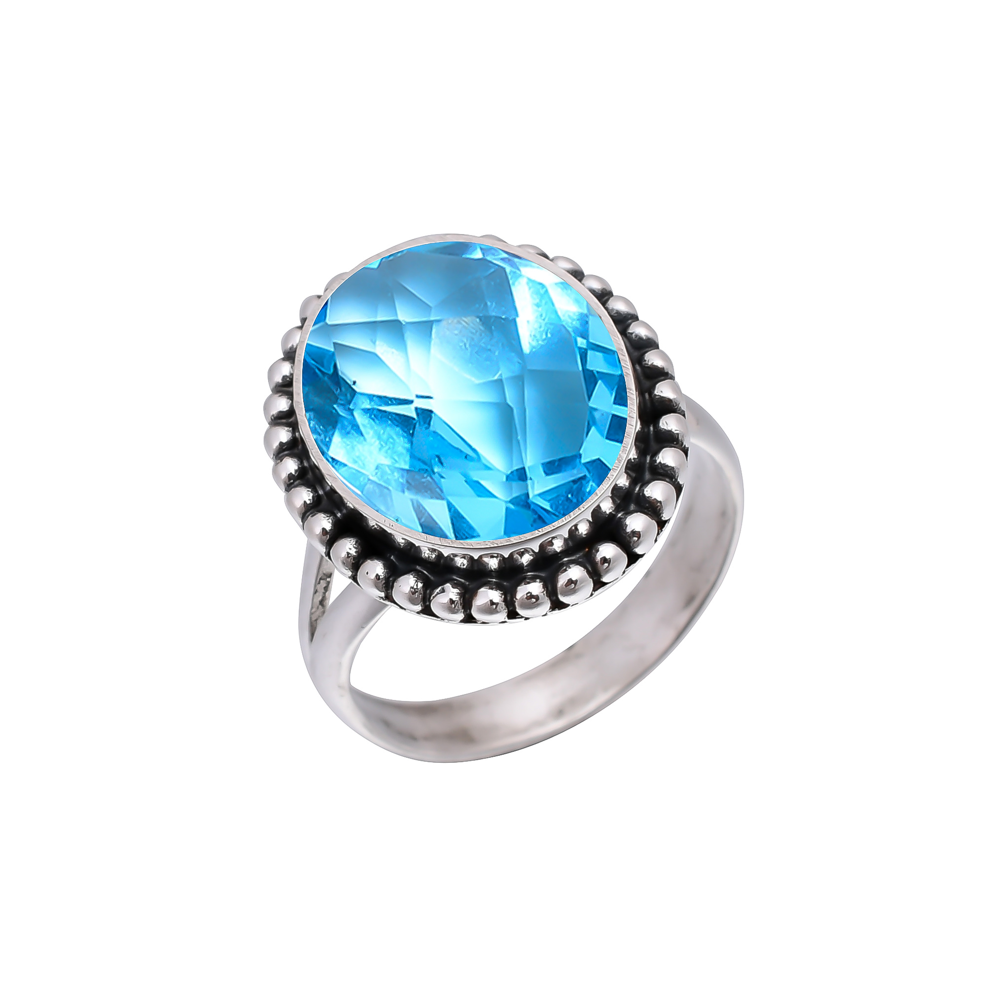 Blue Topaz - Simulated 925 Sterling Silver Ring