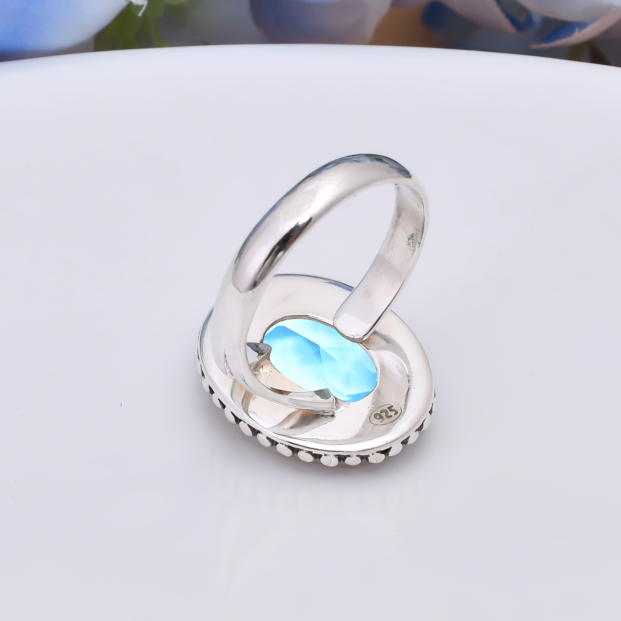 Blue Topaz - Simulated 925 Sterling Silver Ring