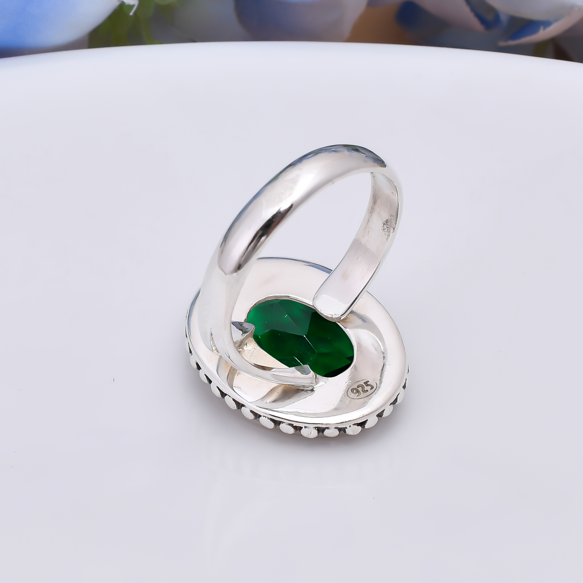 Chrome Diopside - Simulated 925 Sterling Silver Ring