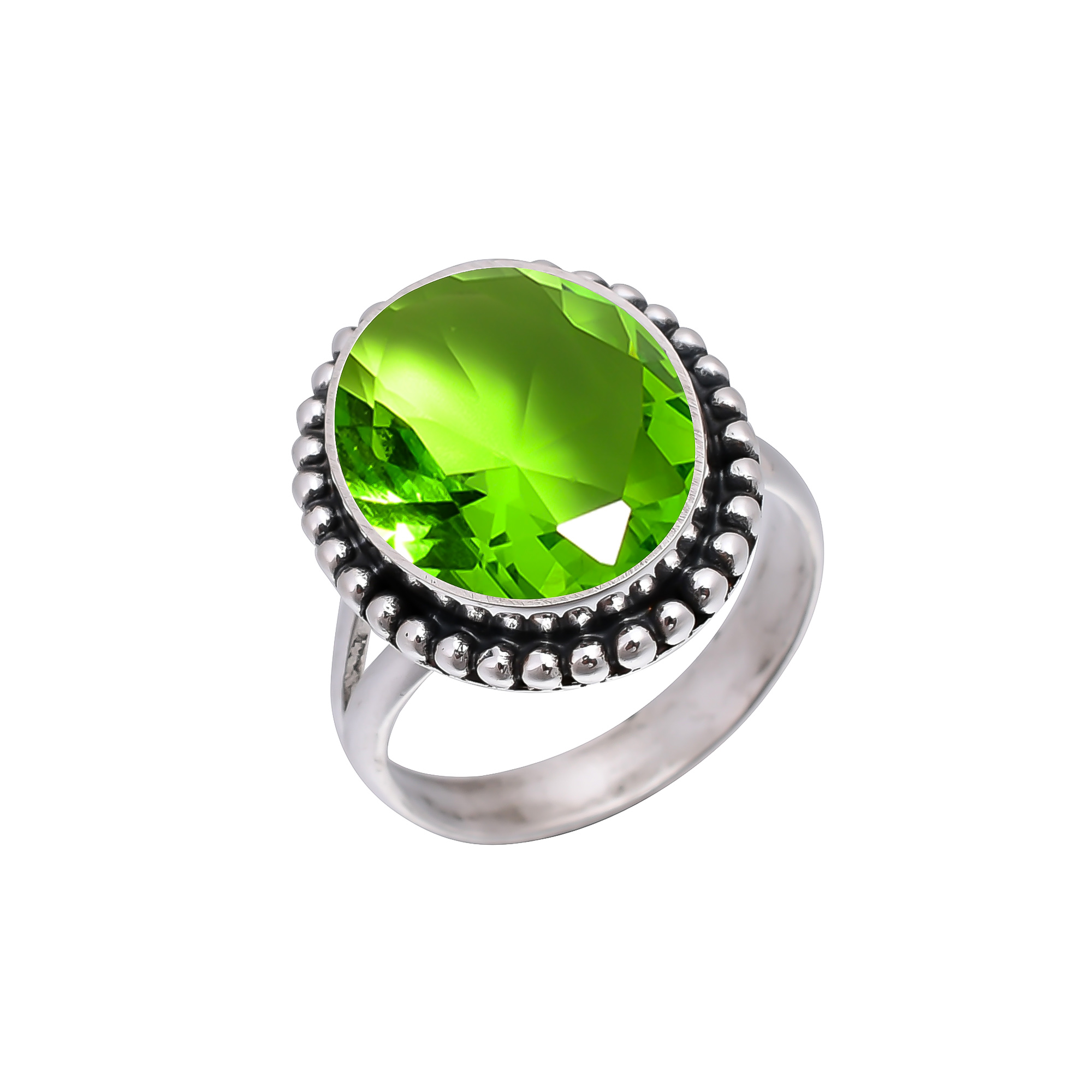 Peridot - Simulated 925 Sterling Silver Ring