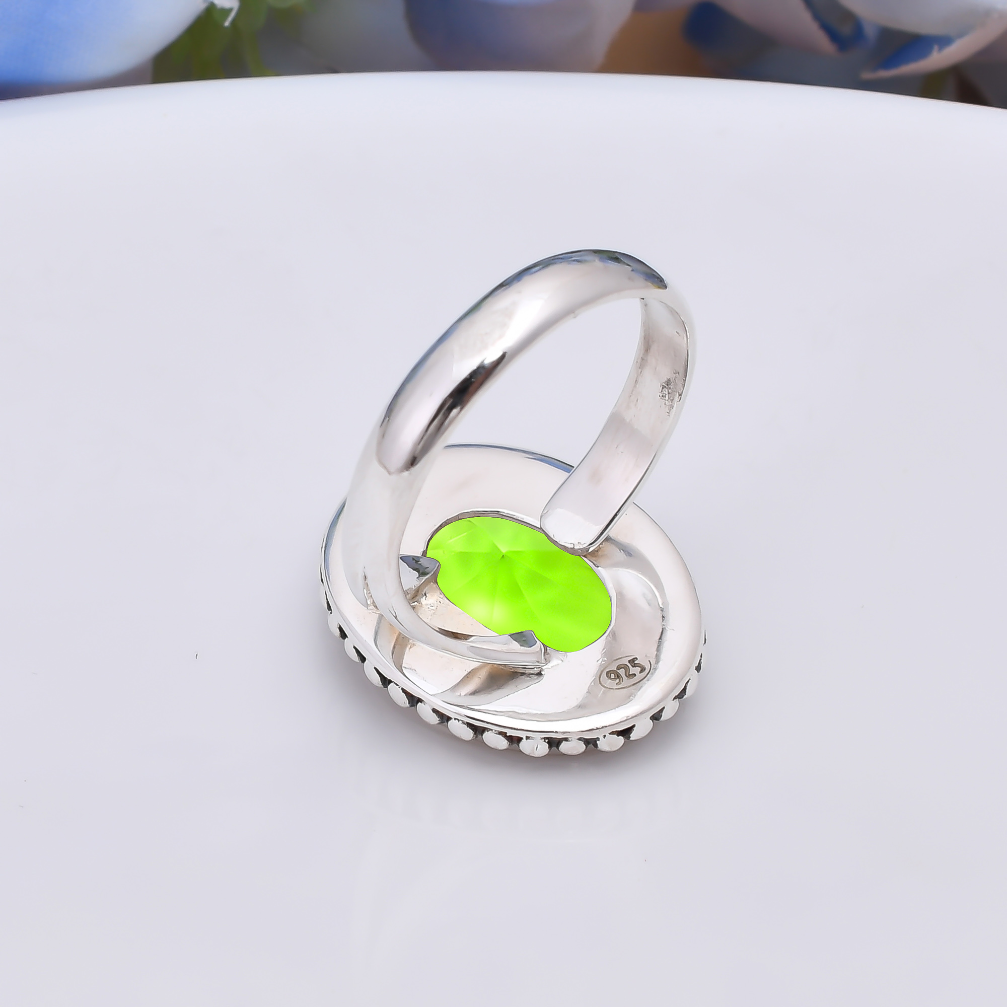 Peridot - Simulated 925 Sterling Silver Ring
