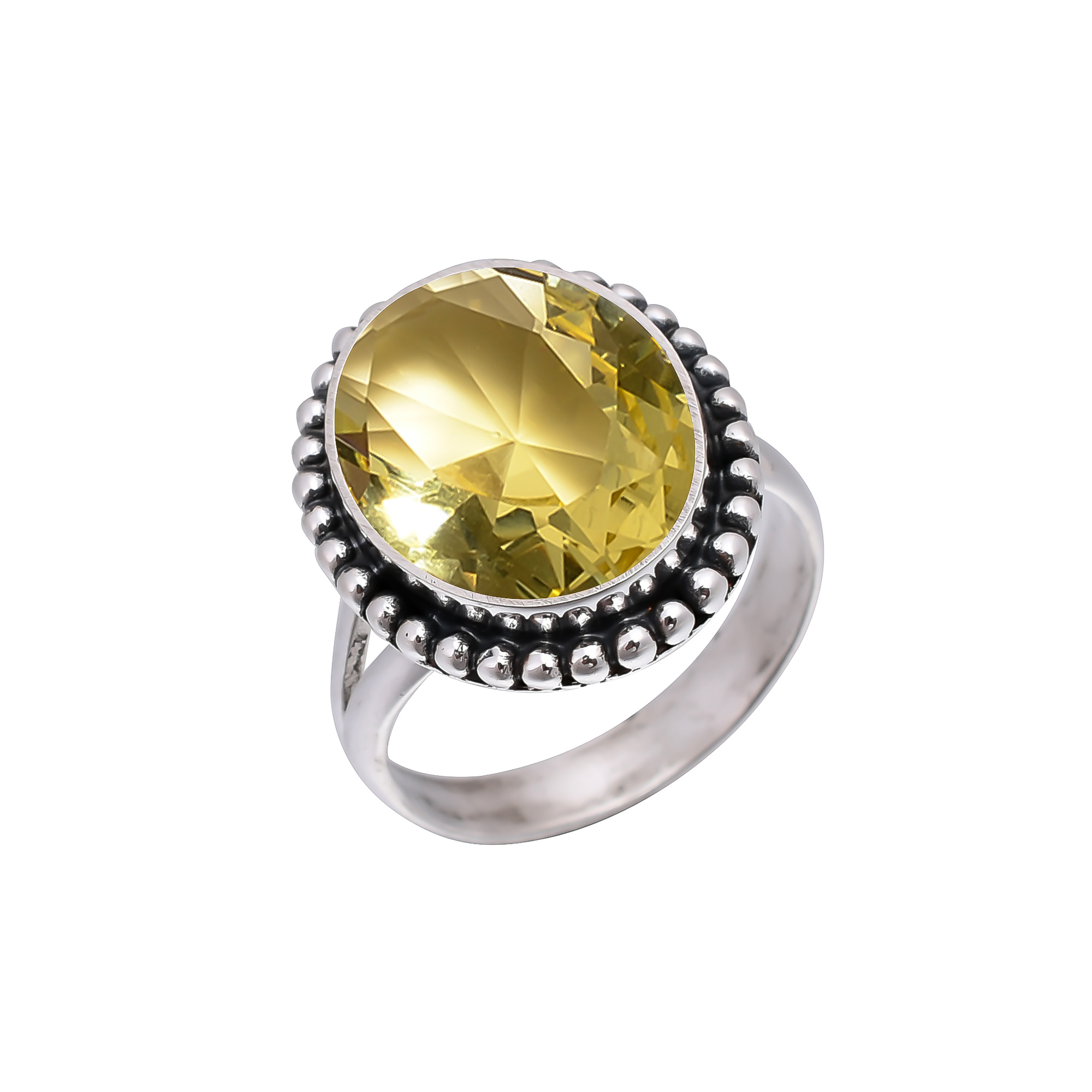 Lemon Quartz - Simulated 925 Sterling Silver Ring