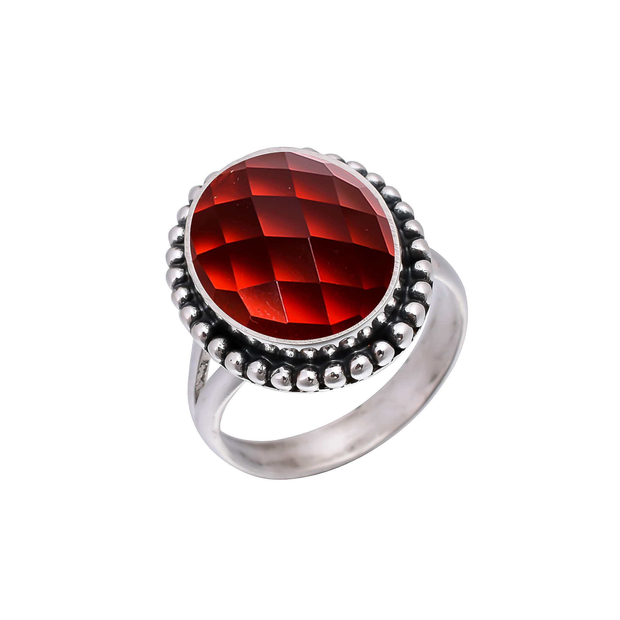 Red Garnet - Simulated 925 Sterling Silver Ring