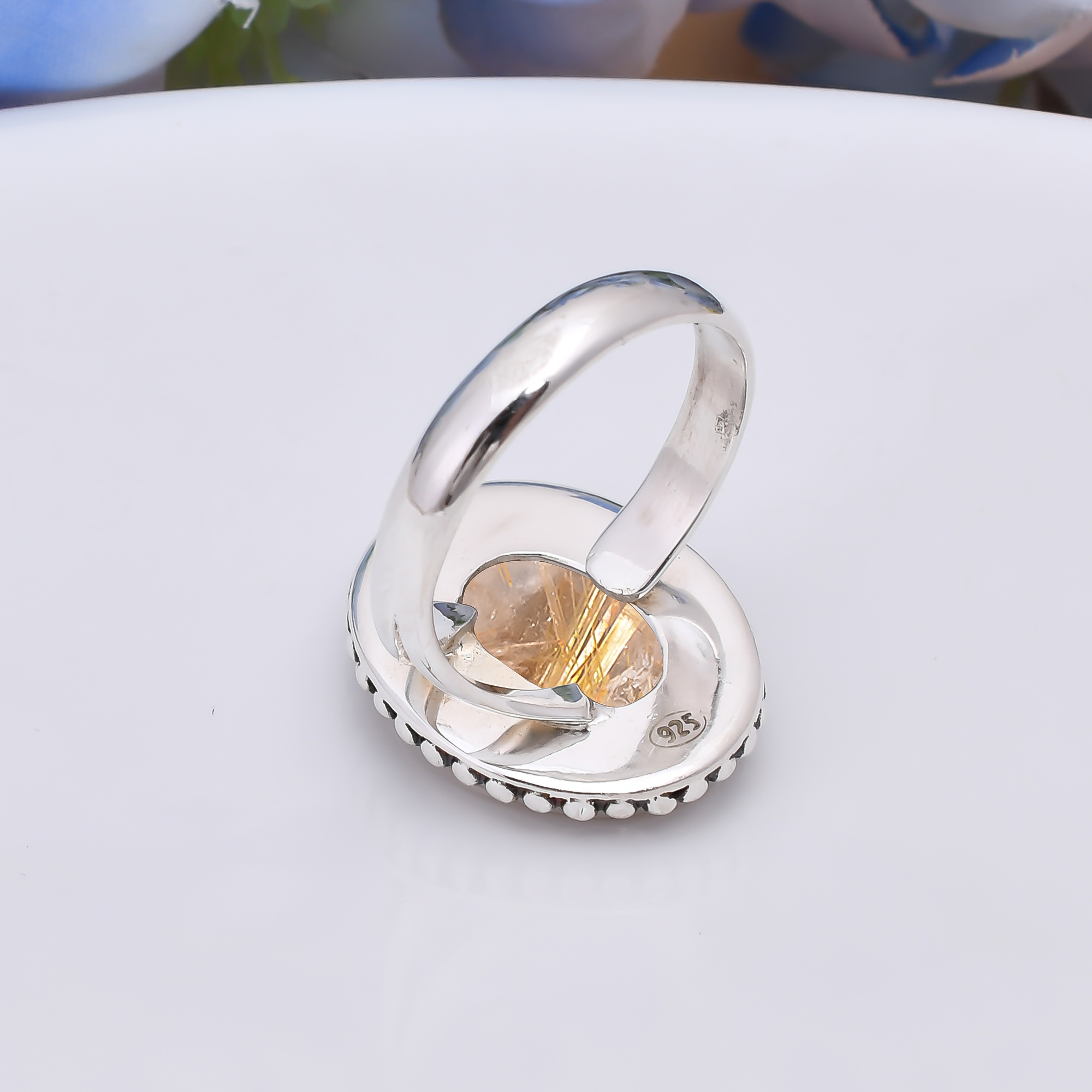 Golden Rutilated Quartz - Brazil 925 Sterling Silver Ring