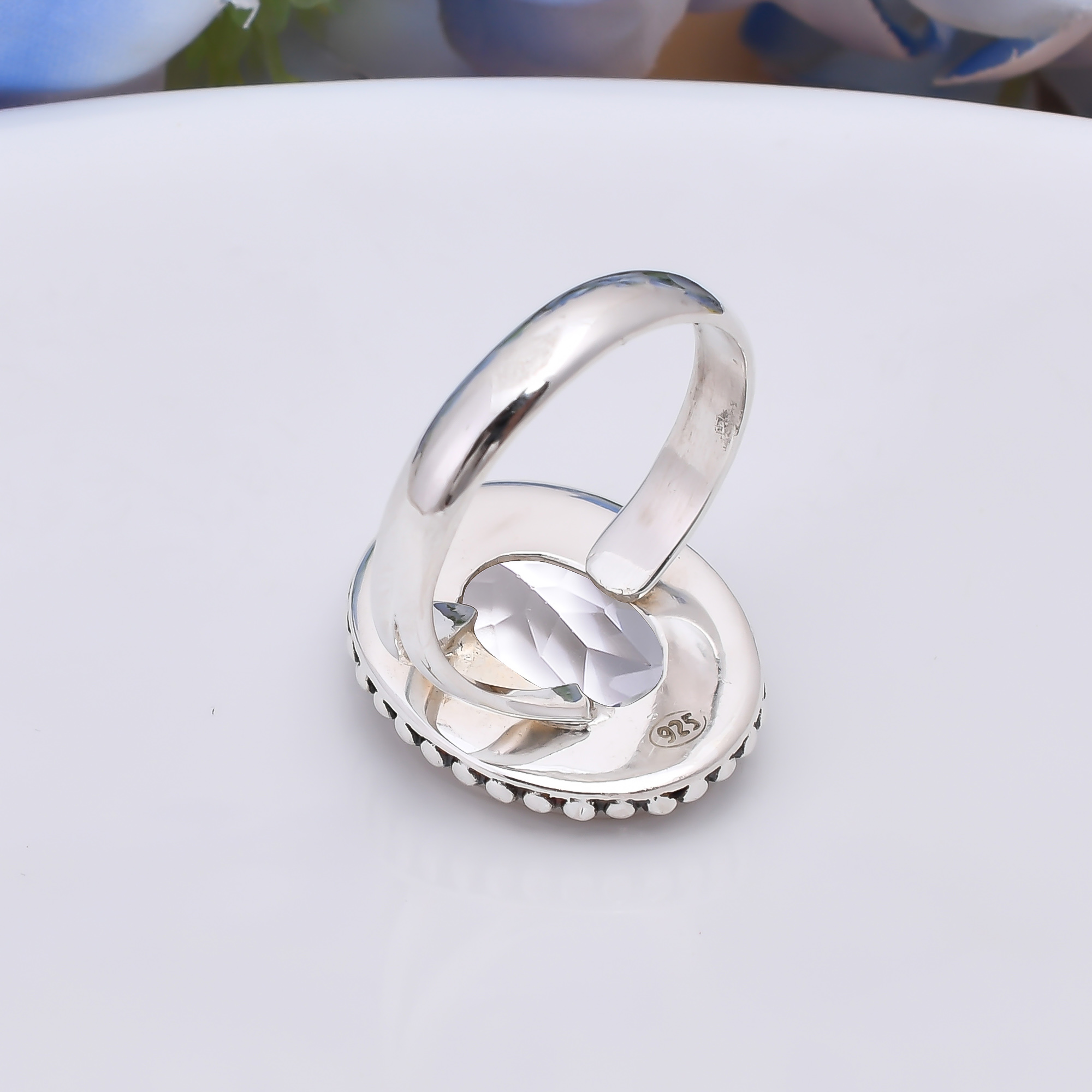 White Topaz - Simulated 925 Sterling Silver Ring