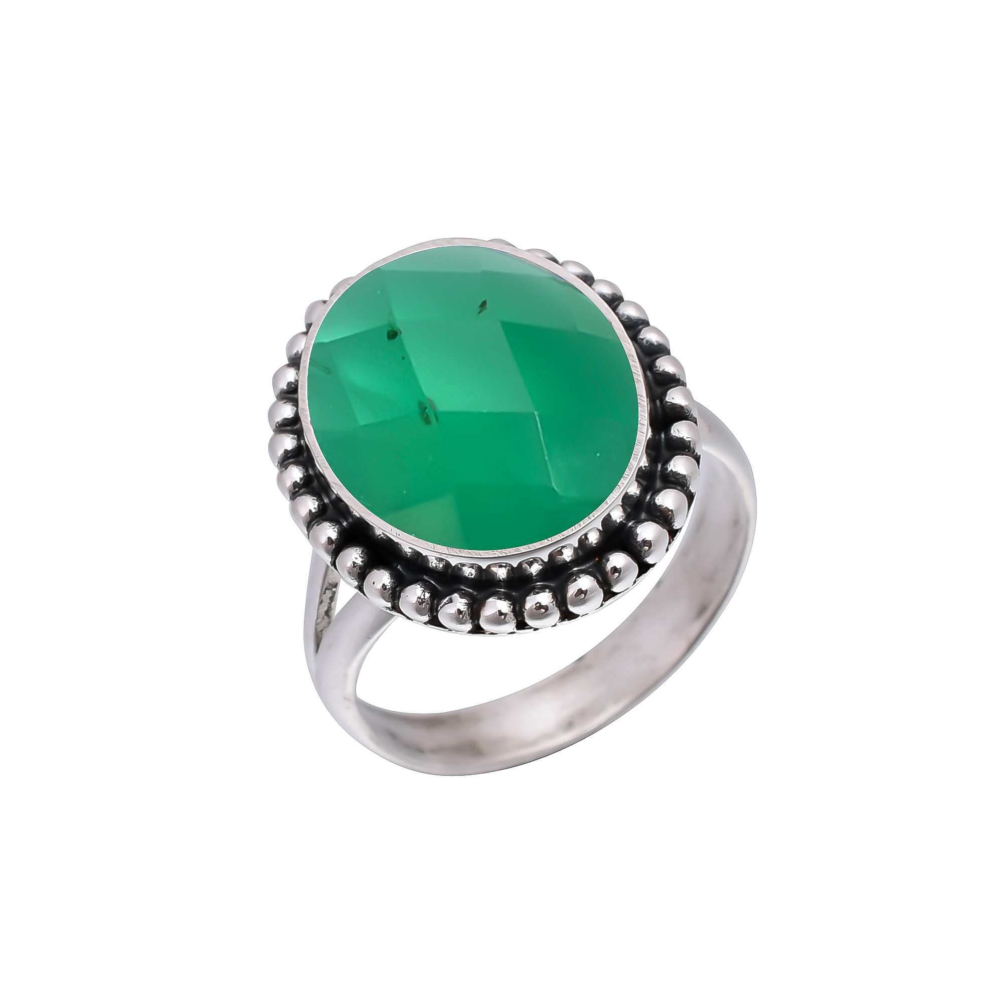 Emerald Simulated 925 Sterling Silver Ring