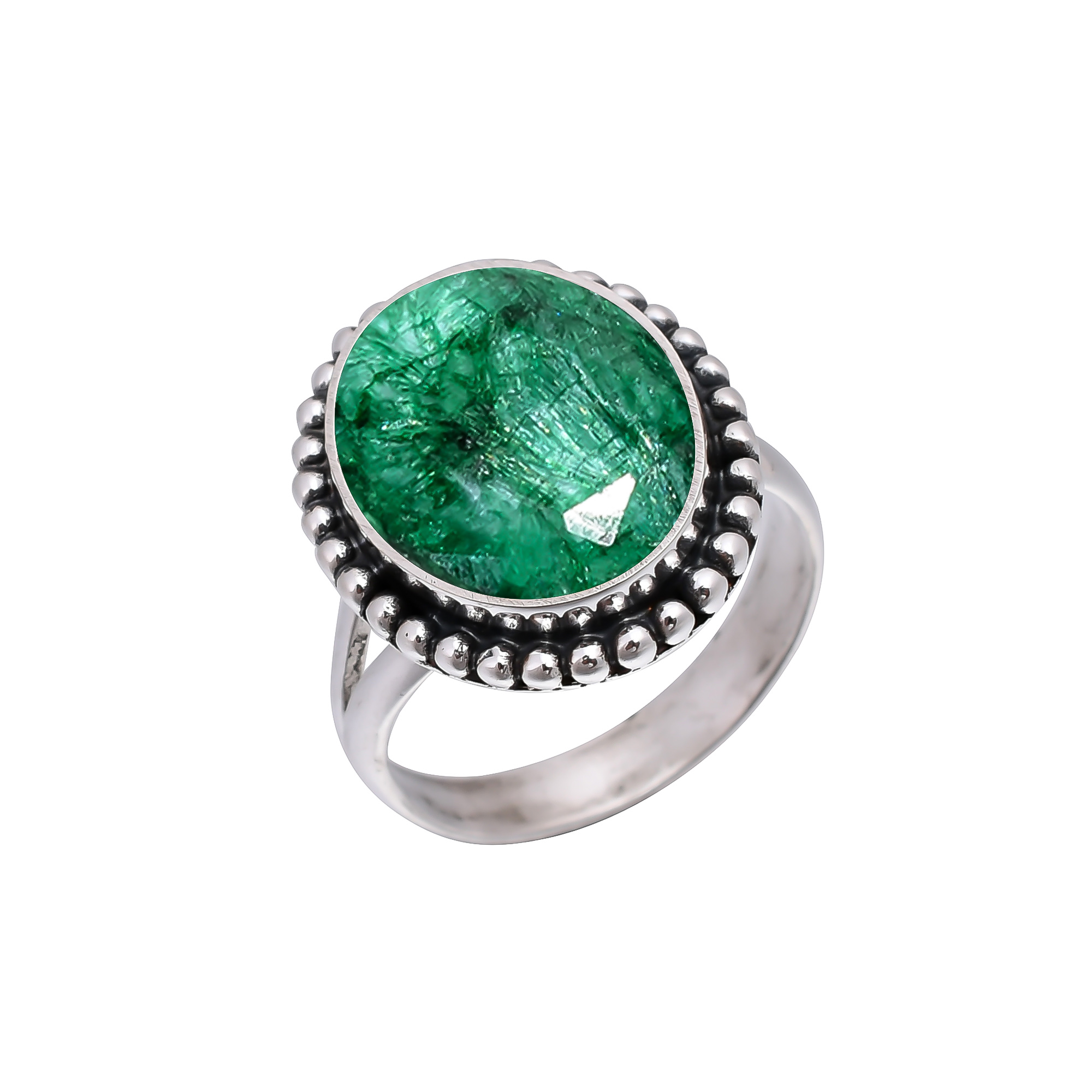 Emerlad - Dyed Quartz 925 Sterling Silver Ring
