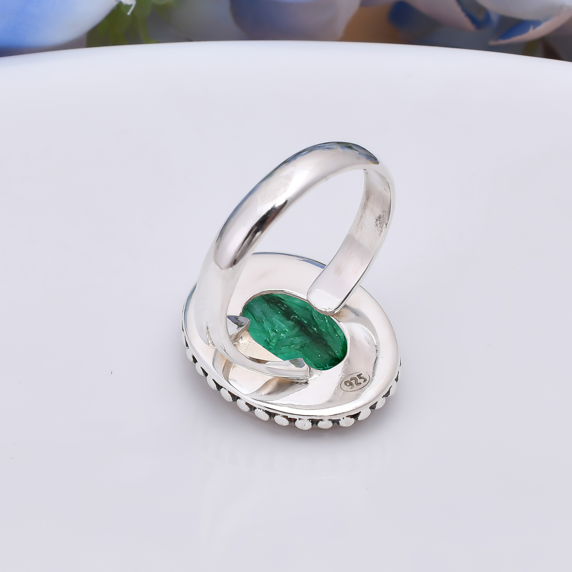 Emerlad - Dyed Quartz 925 Sterling Silver Ring