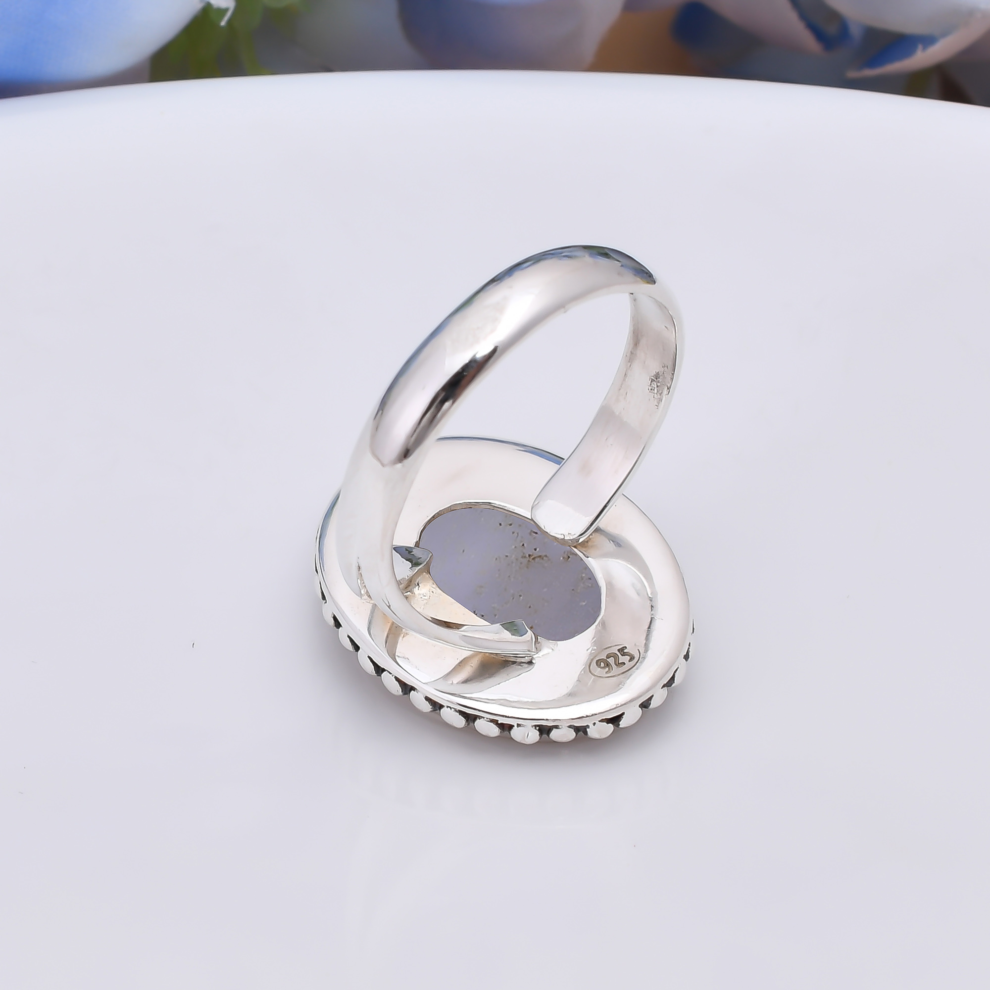 Golden Titanium Agate Drusy 925 Sterling Silver Ring
