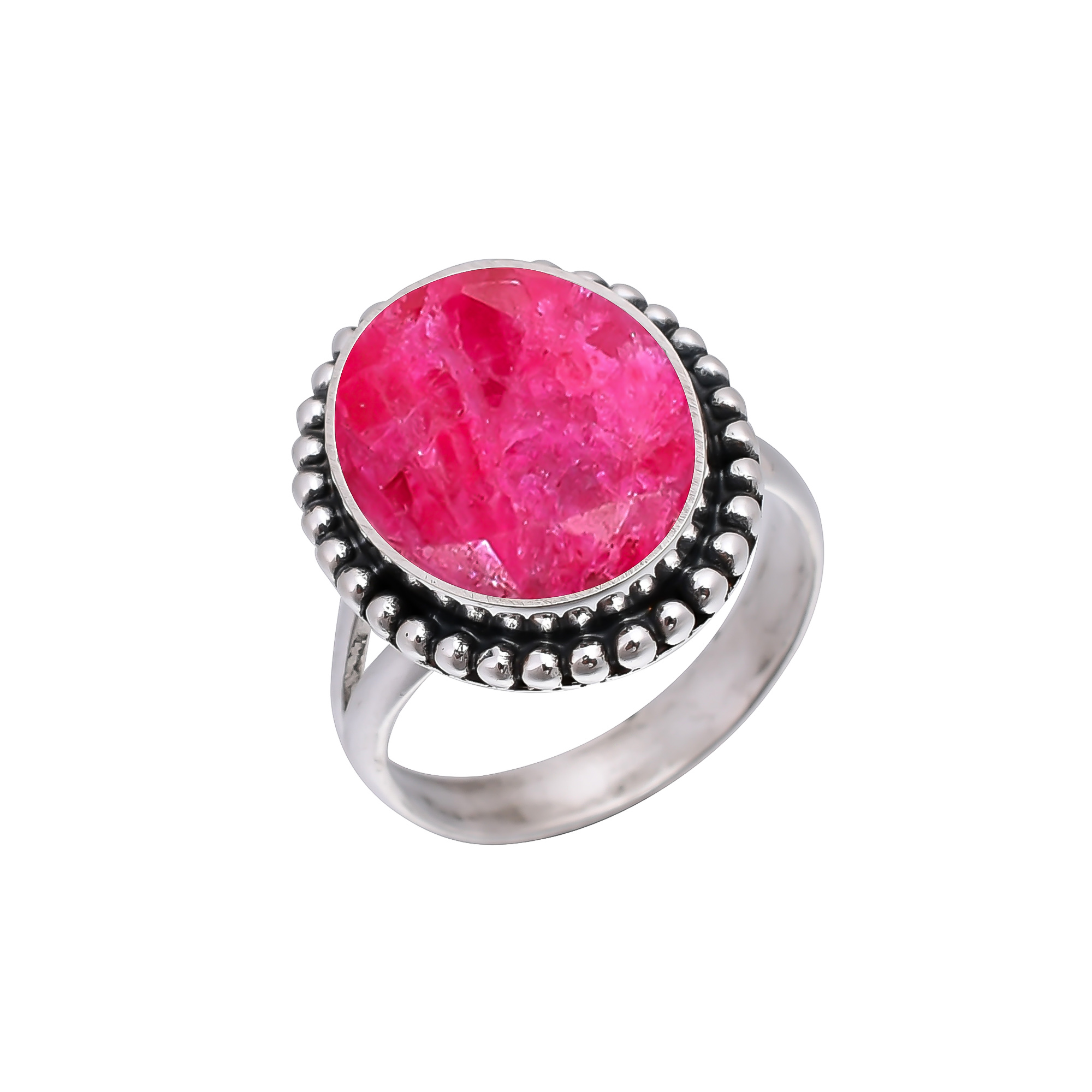 Ruby - Dyed Quartz 925 Sterling Silver Ring