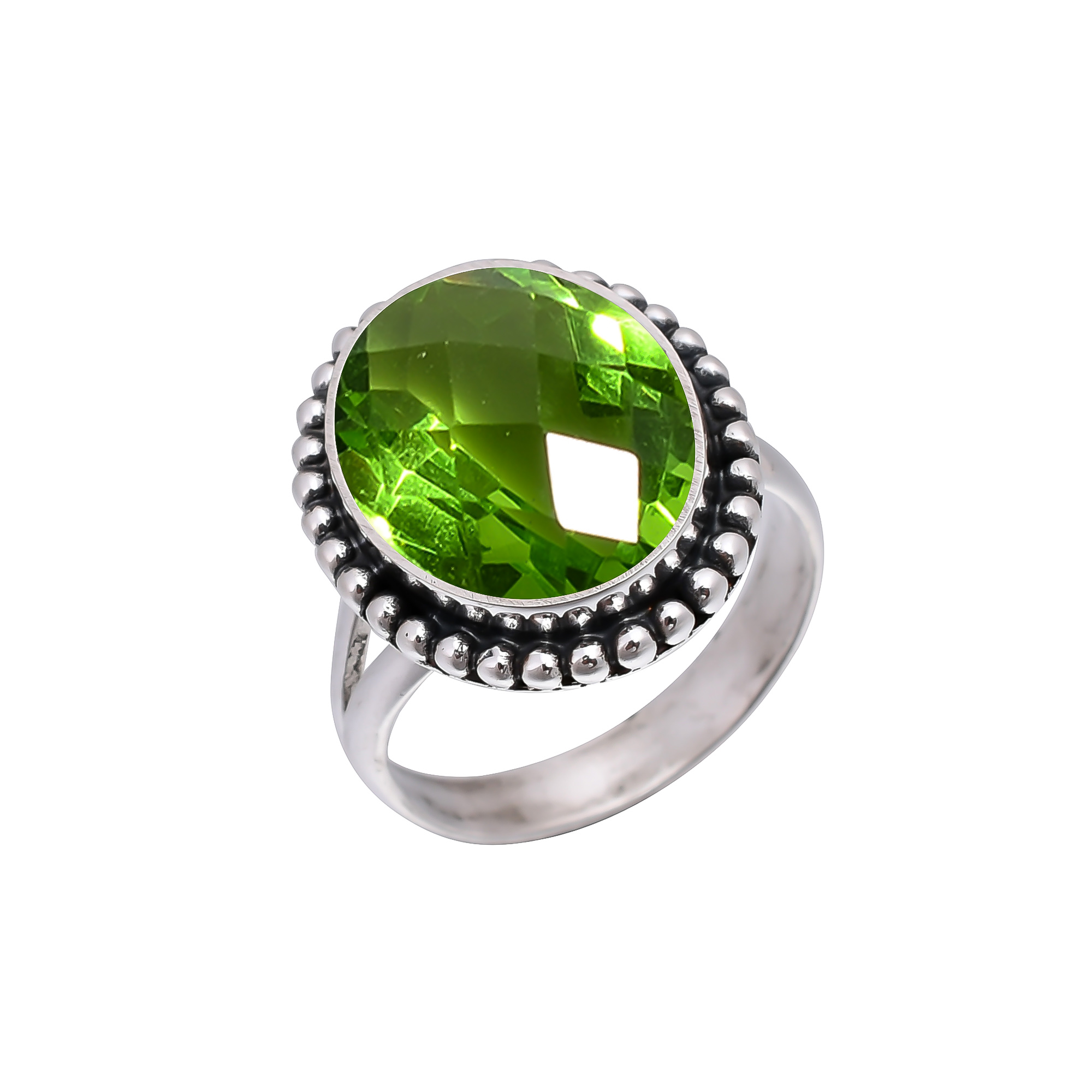 Peridot - Simulated 925 Sterling Silver Ring