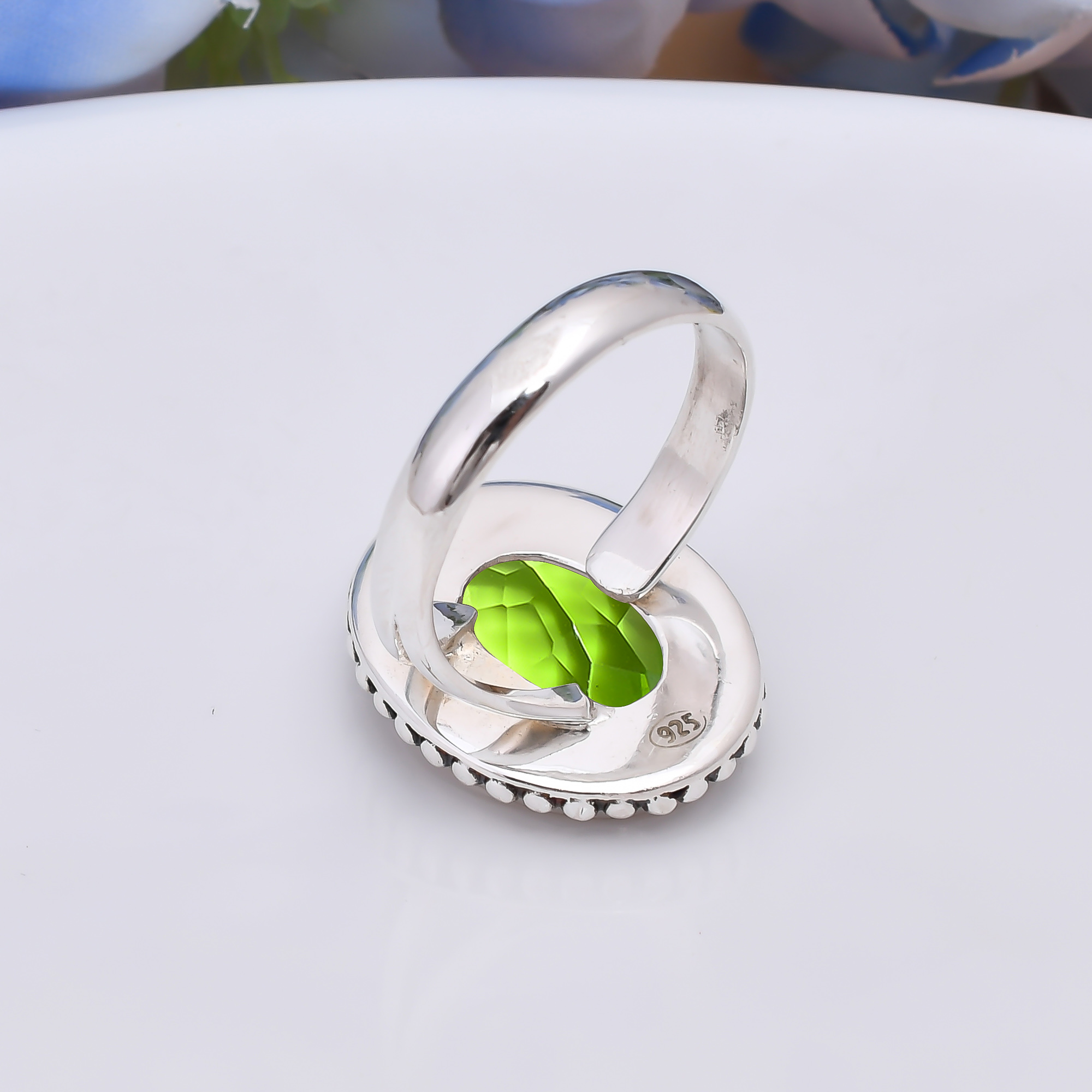 Peridot - Simulated 925 Sterling Silver Ring