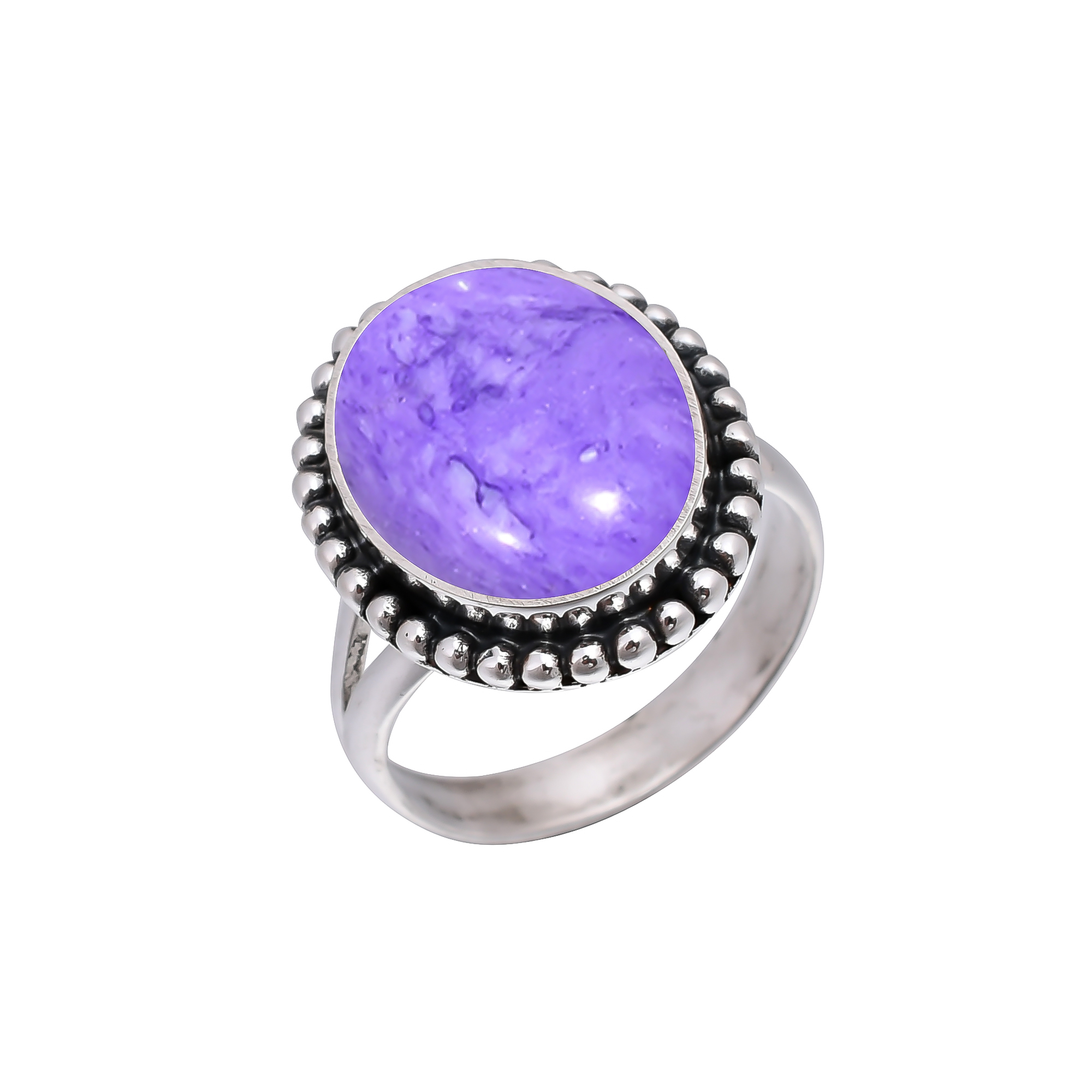 Purple Charoite - Simulated 925 Sterling Silver Ring