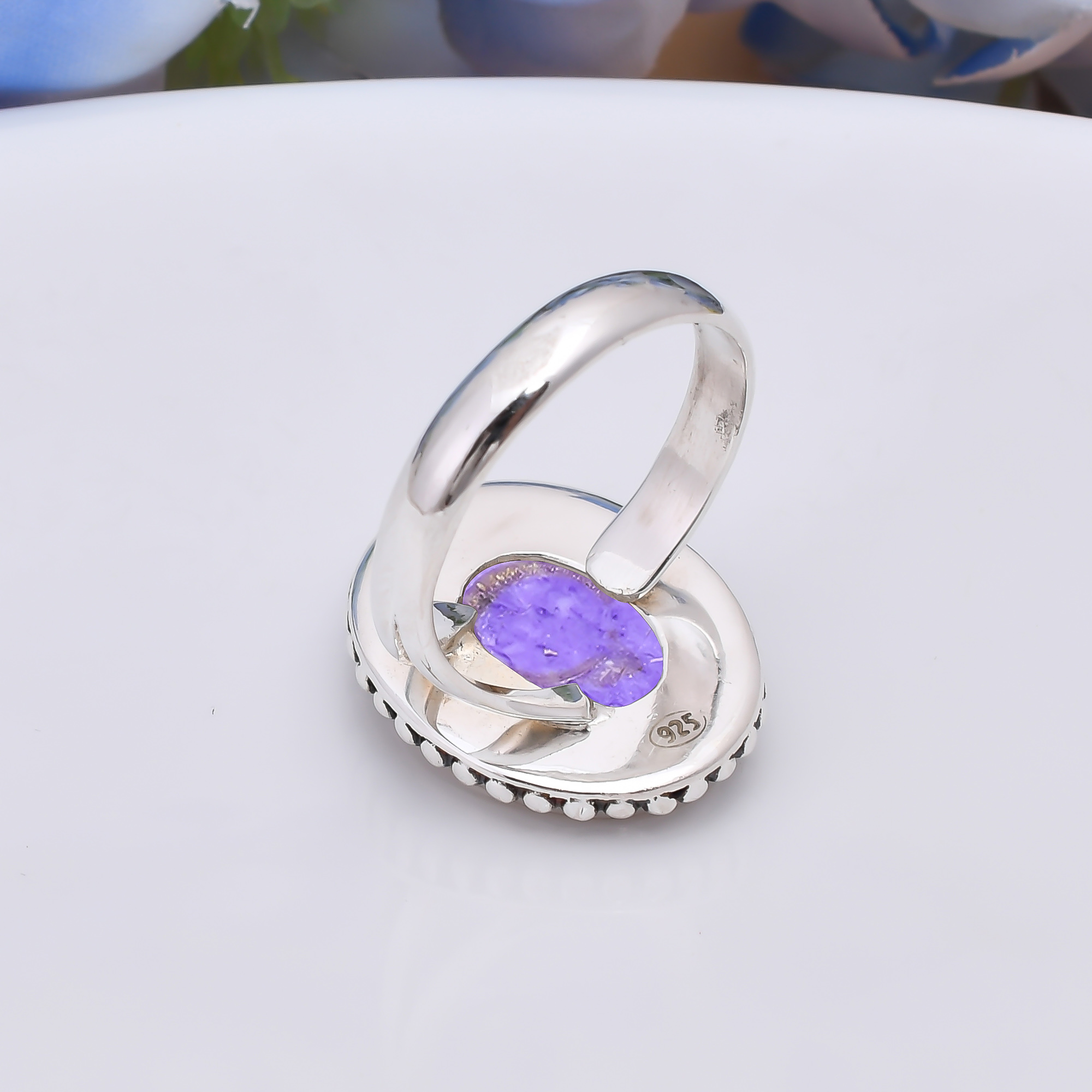 Purple Charoite - Simulated 925 Sterling Silver Ring