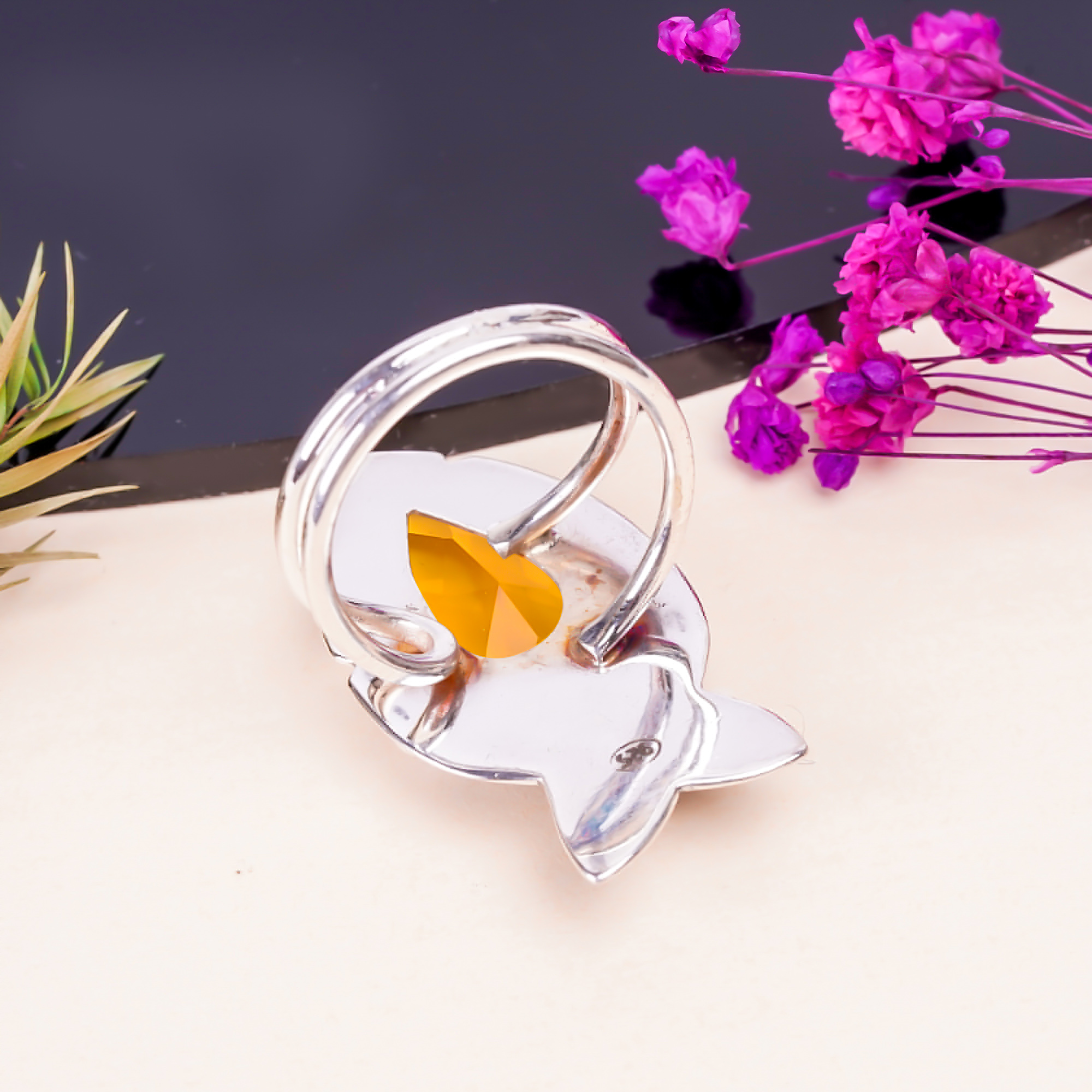 Citrine - Simulated Gemstone 925 Sterling Silver Ring