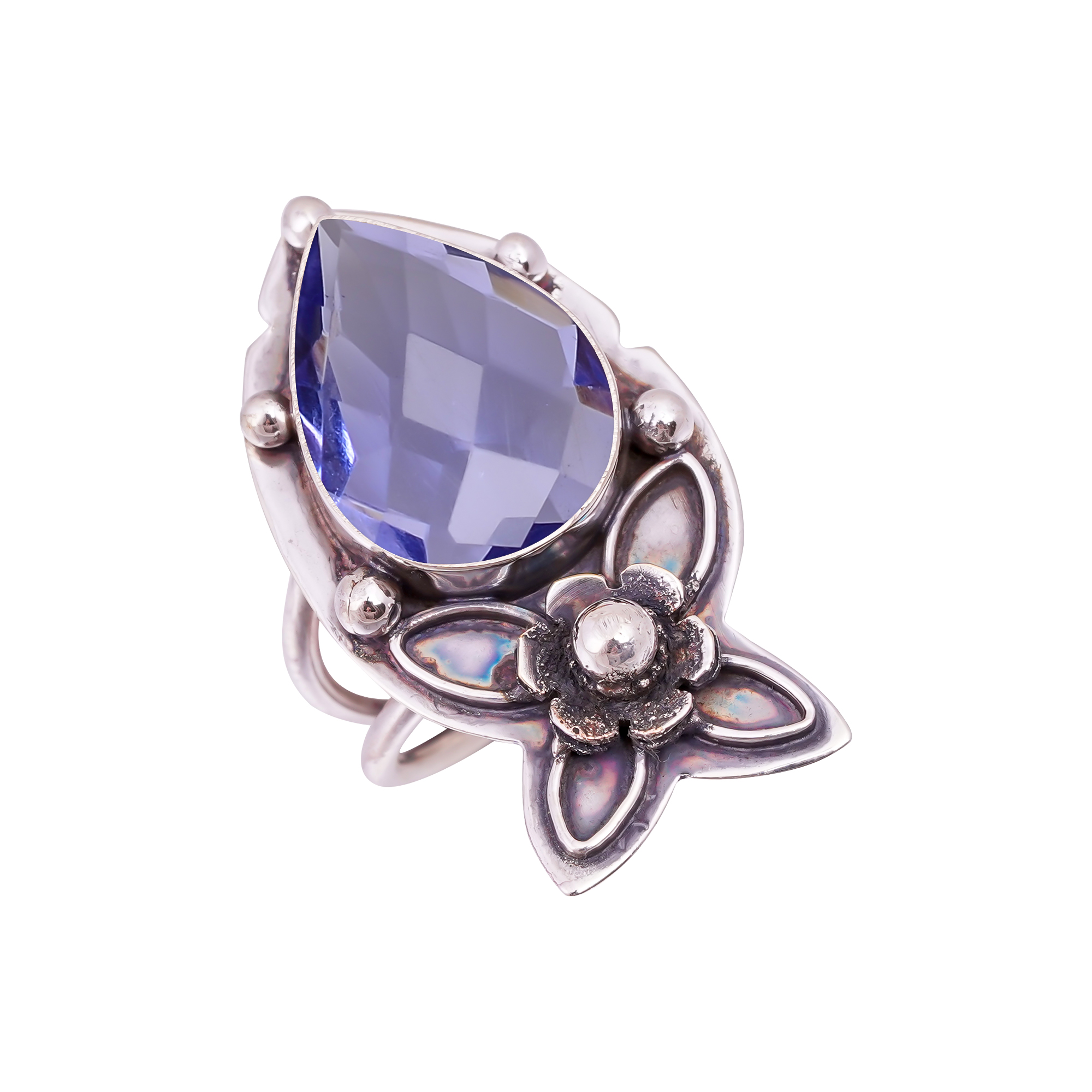 Iolite - Simulated Gemstone 925 Sterling Silver Ring
