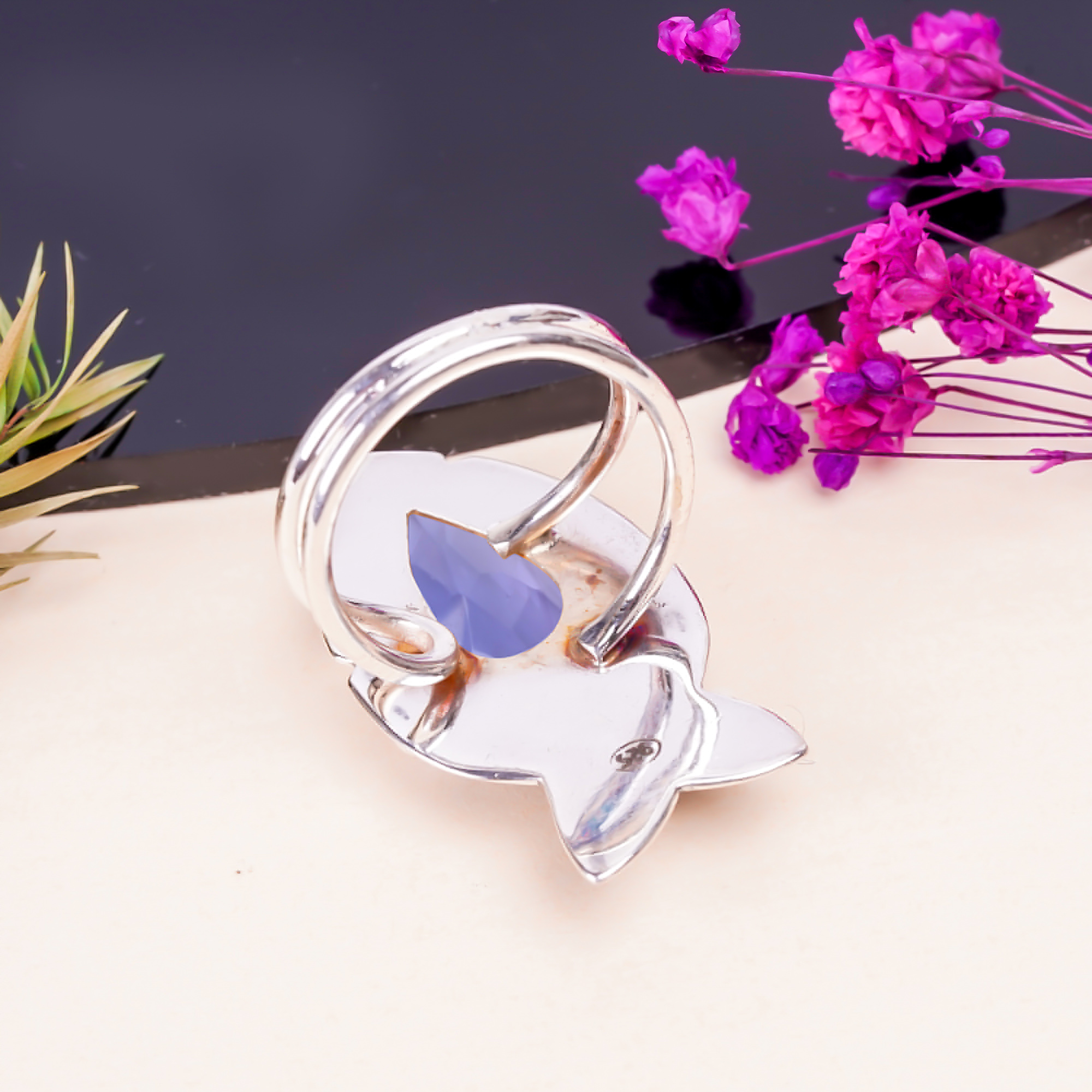 Iolite - Simulated Gemstone 925 Sterling Silver Ring