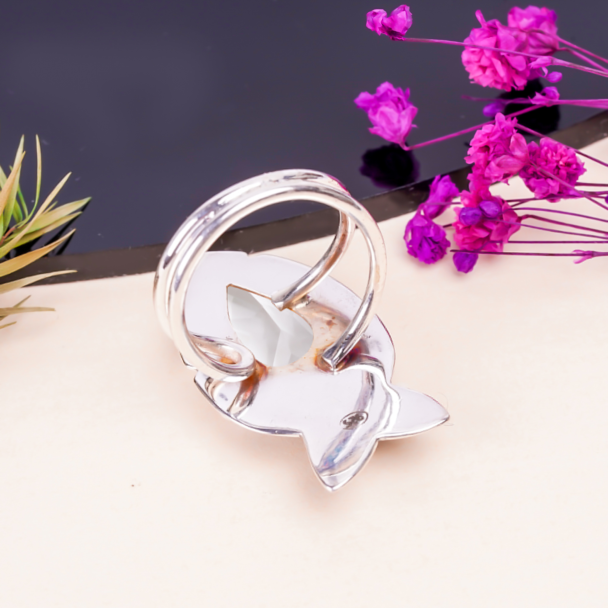 White Topaz - Simulated Gemstone 925 Sterling Silver Ring