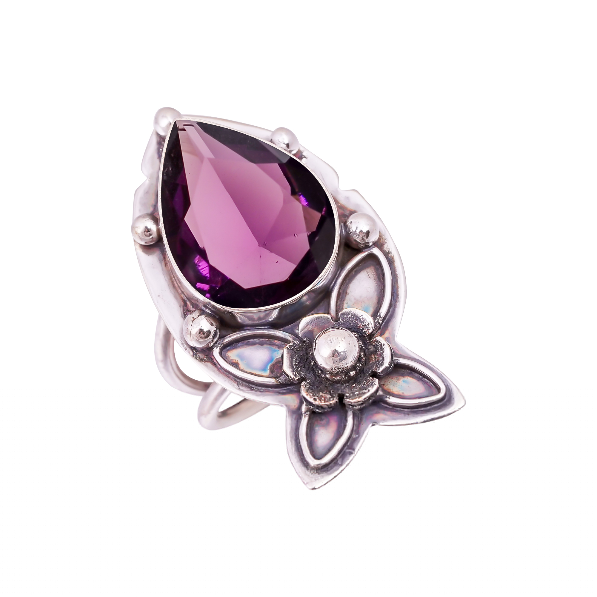 Purple Amethyst - Simulated Gemstone 925 Sterling Silver Ring