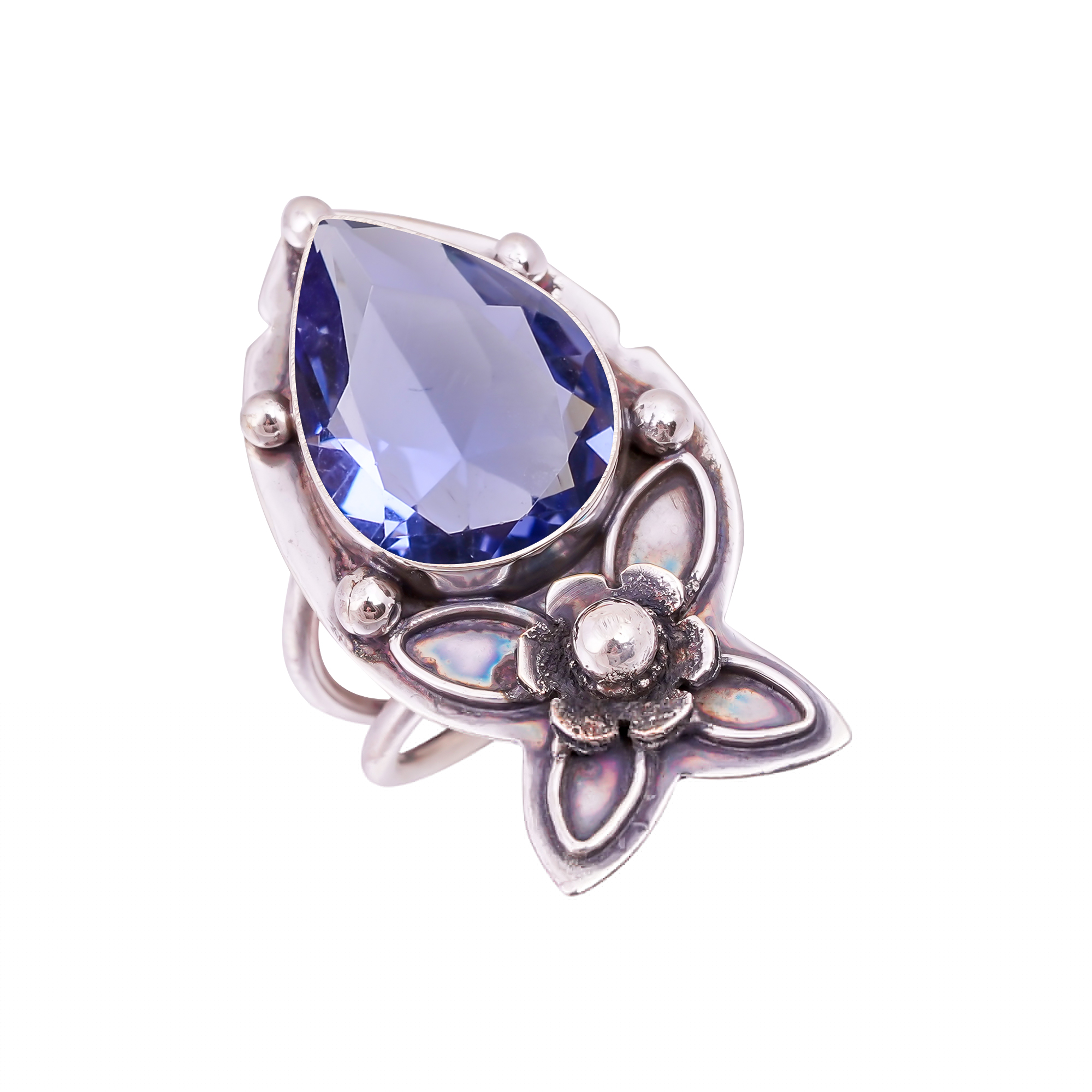 Iolite - Simulated Gemstone 925 Sterling Silver Ring