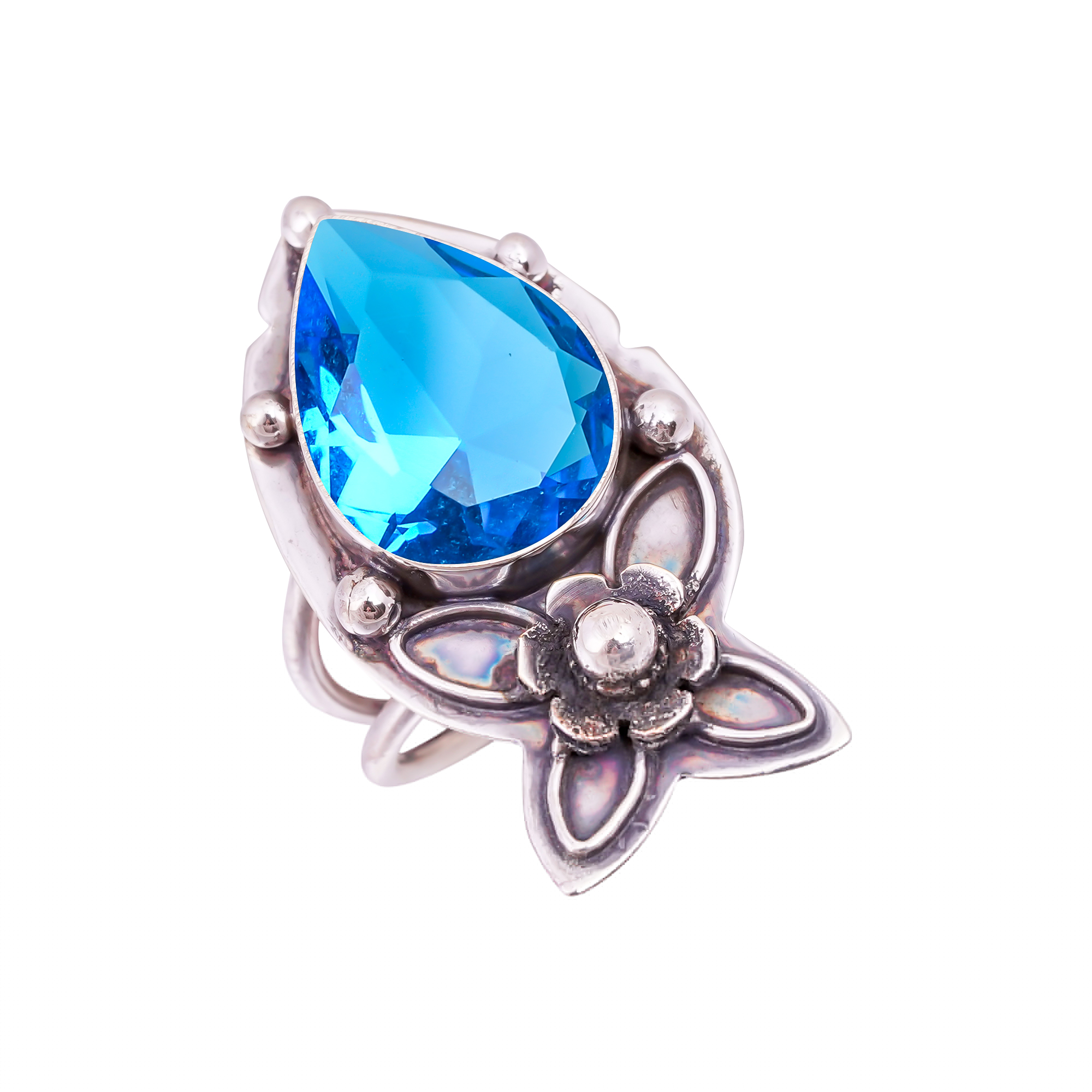 London Blue Topaz - Simulated Gemstone 925 Sterling Silver Ring
