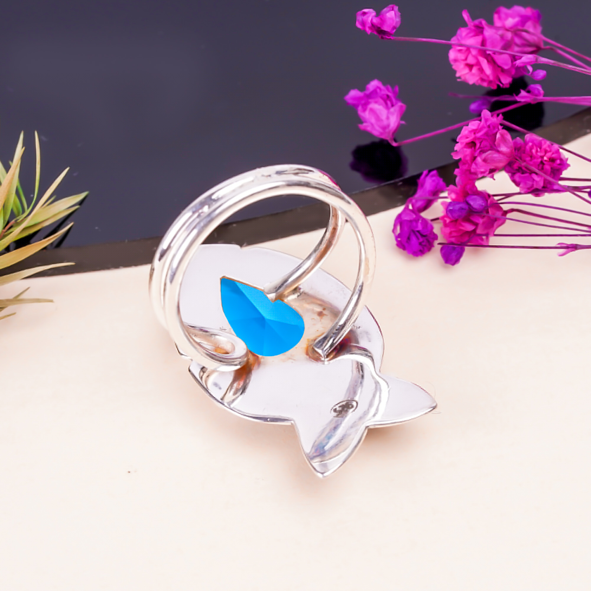 London Blue Topaz - Simulated Gemstone 925 Sterling Silver Ring