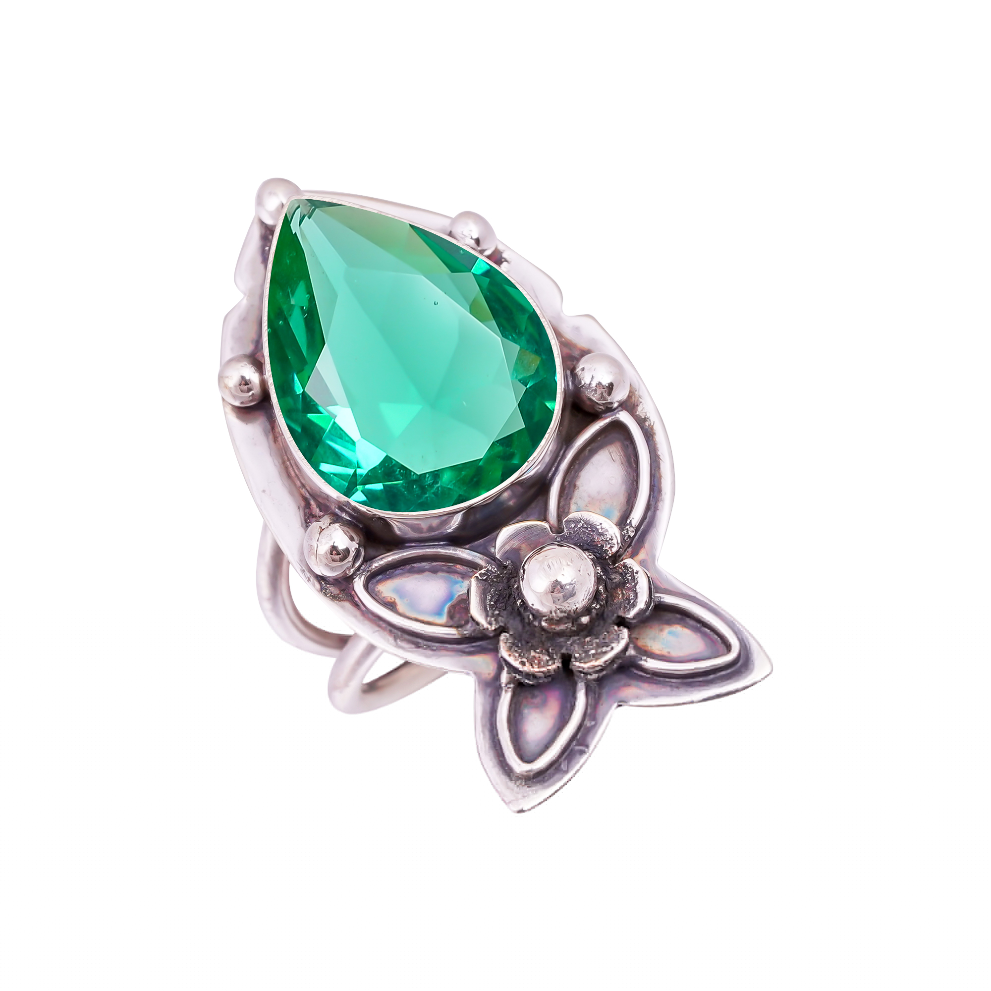 Apatite - Simulated Gemstone 925 Sterling Silver Ring