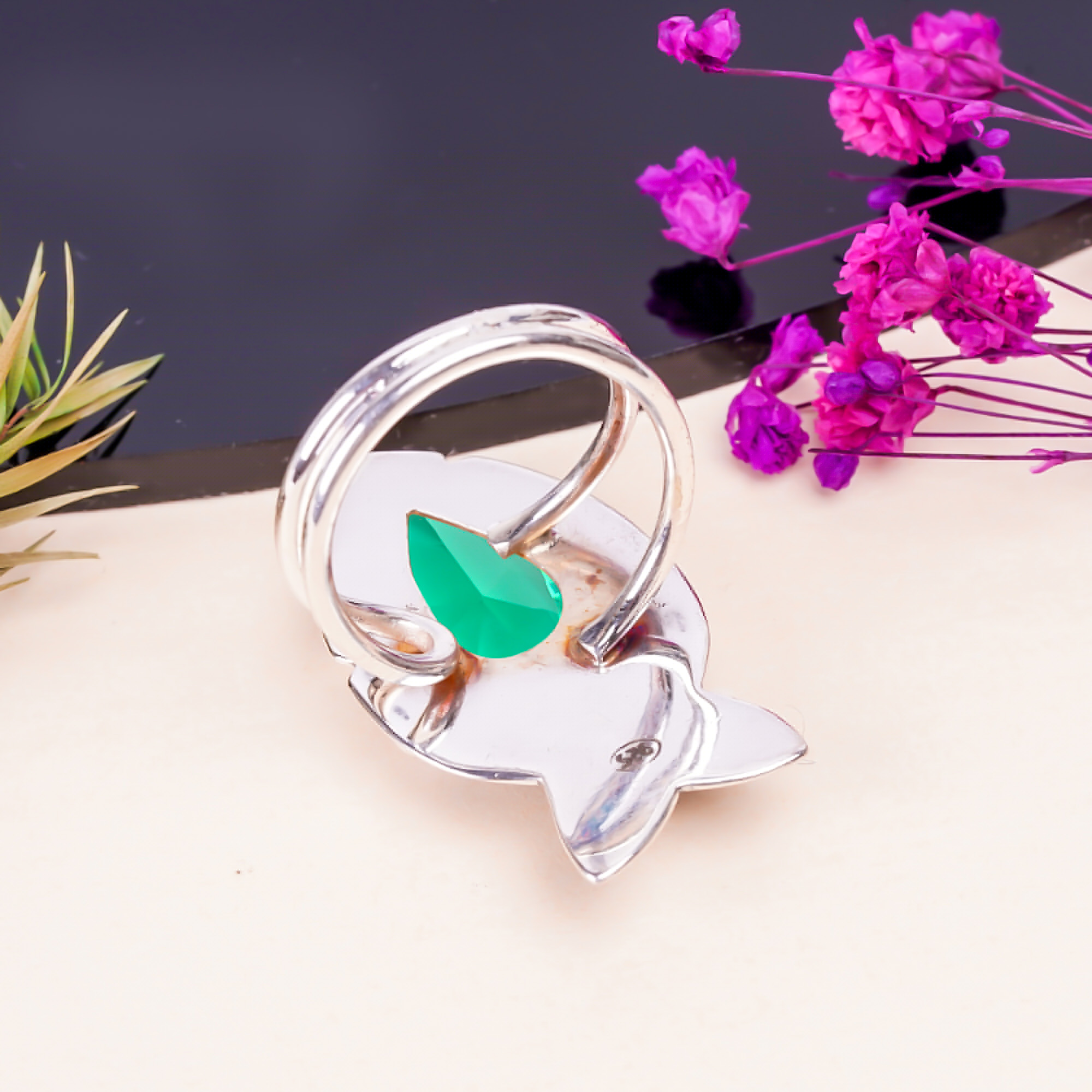 Apatite - Simulated Gemstone 925 Sterling Silver Ring