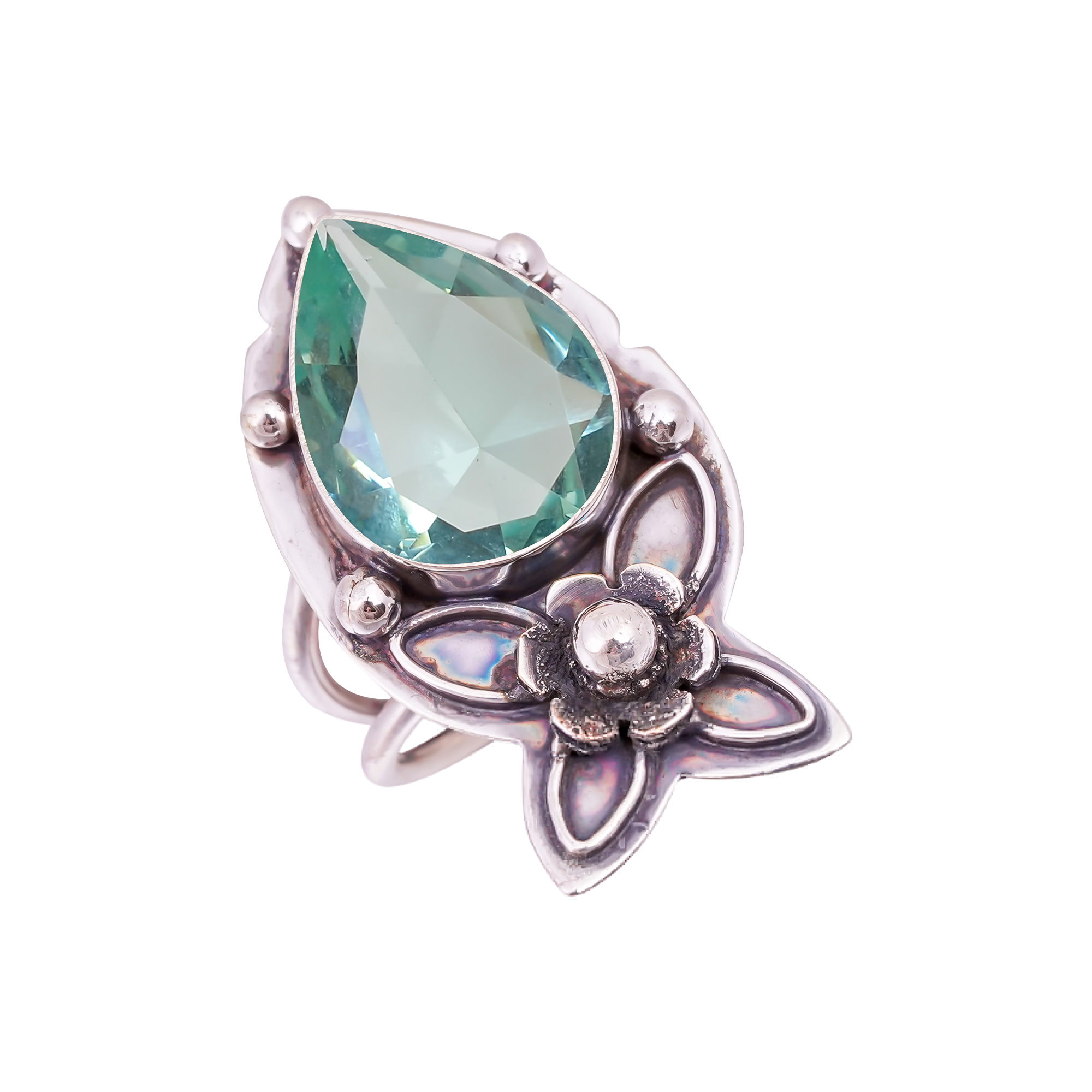 Aquamarine - Simulated Gemstone 925 Sterling Silver Ring