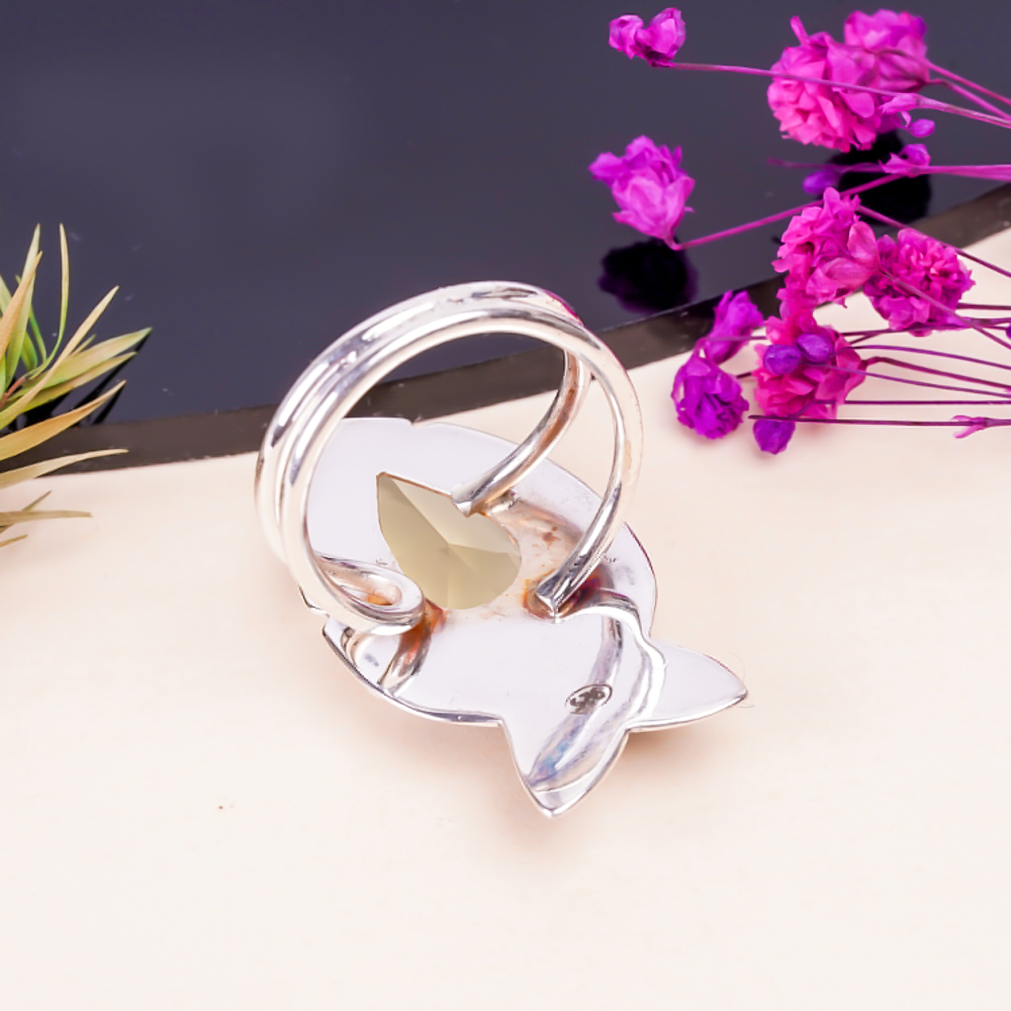 Smokey - Simulated Gemstone 925 Sterling Silver Ring
