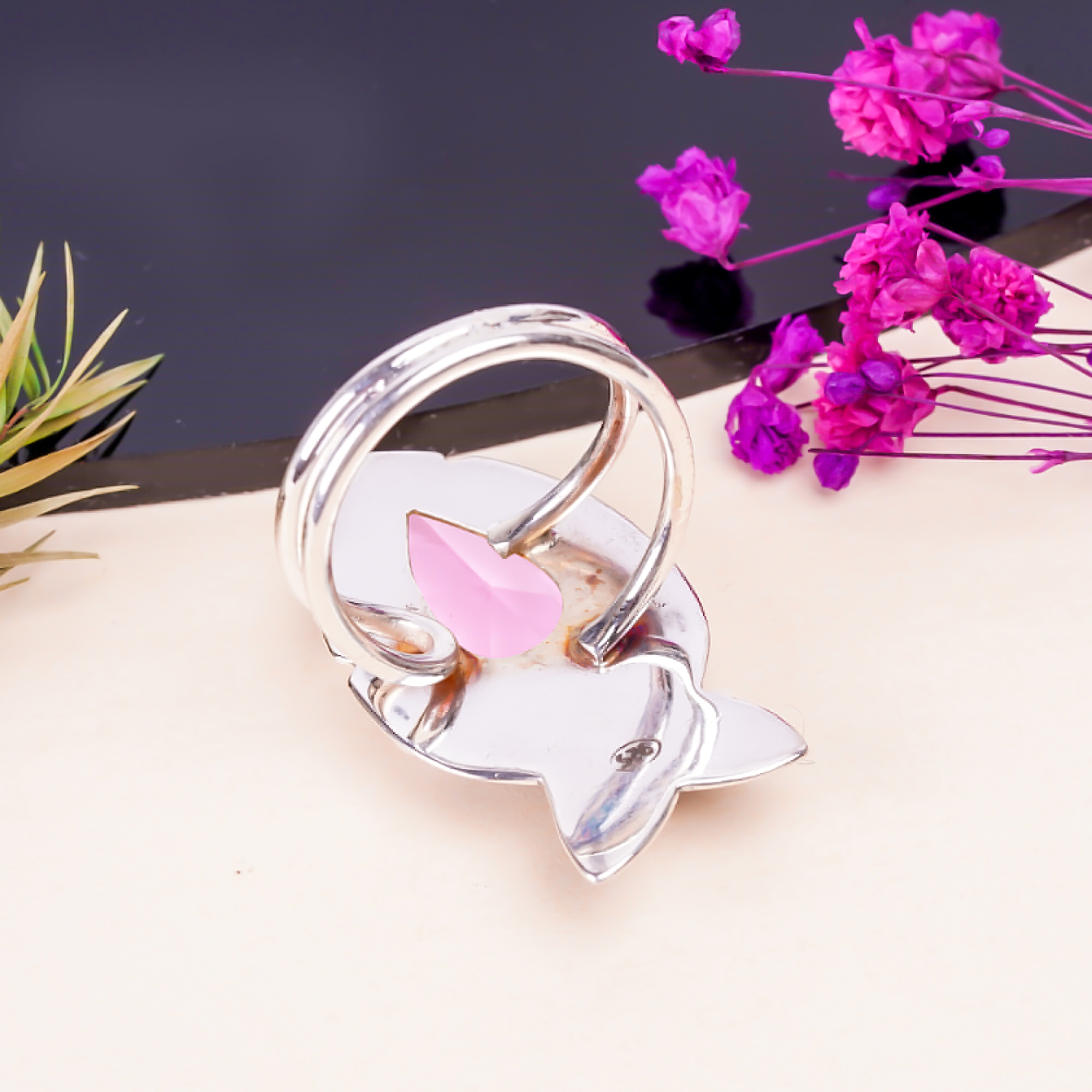 Pink Kunzite - Simulated Gemstone 925 Sterling Silver Ring